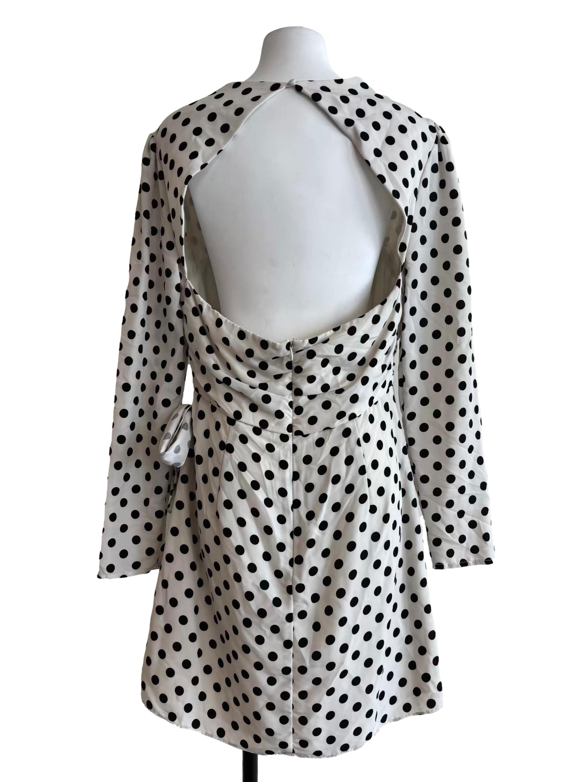 White And Black Polka Dot Wrap Dress