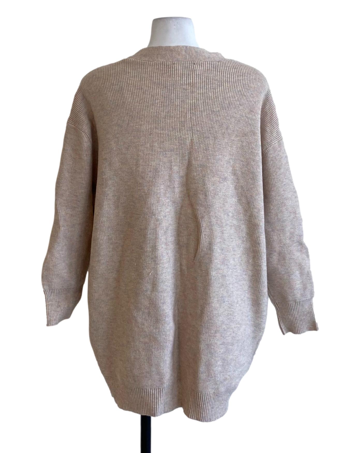 Beige Brown Buttoned Down Long Sleeve Cardigan