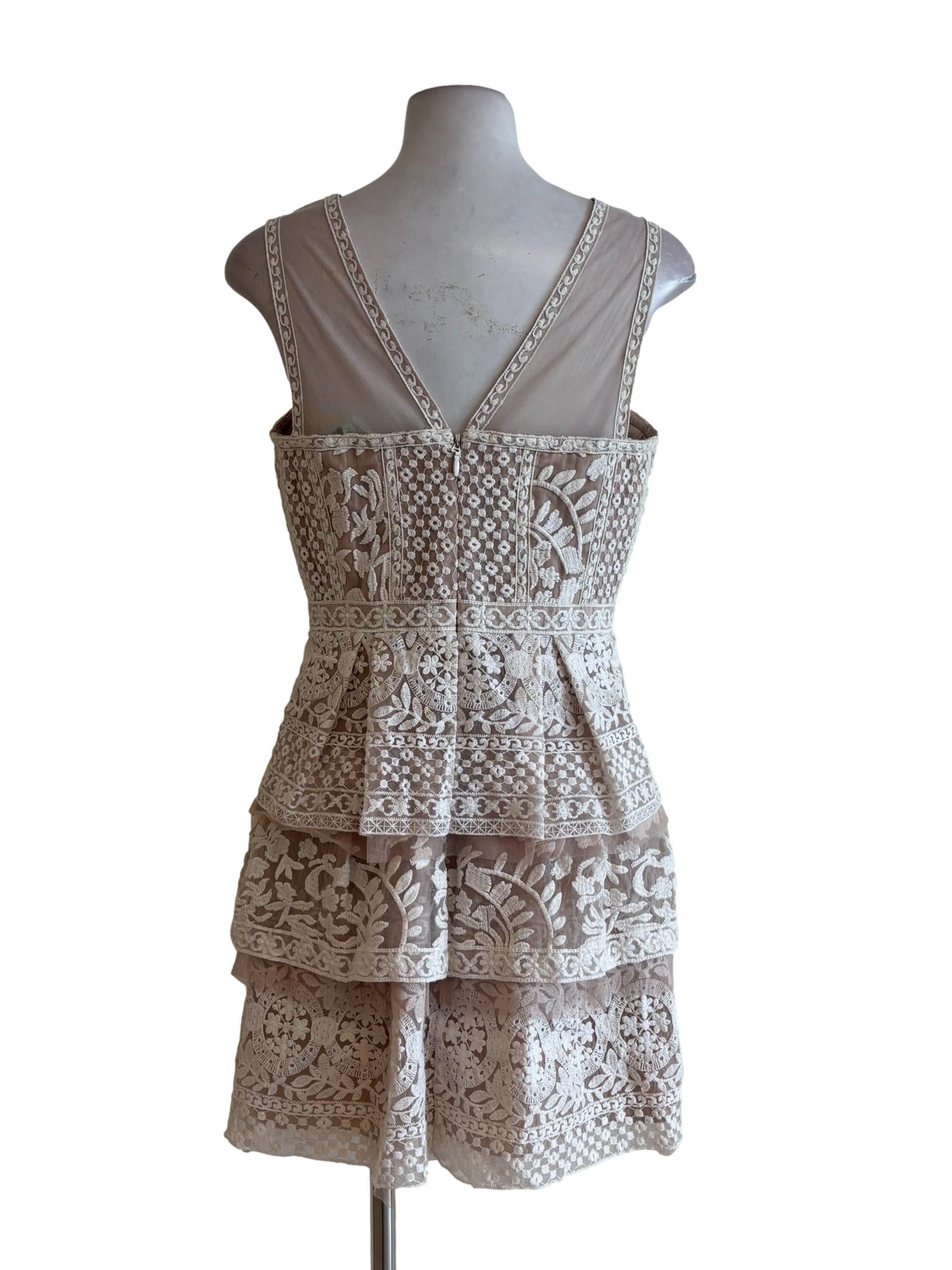 White Eggshell Layered Lace Dress