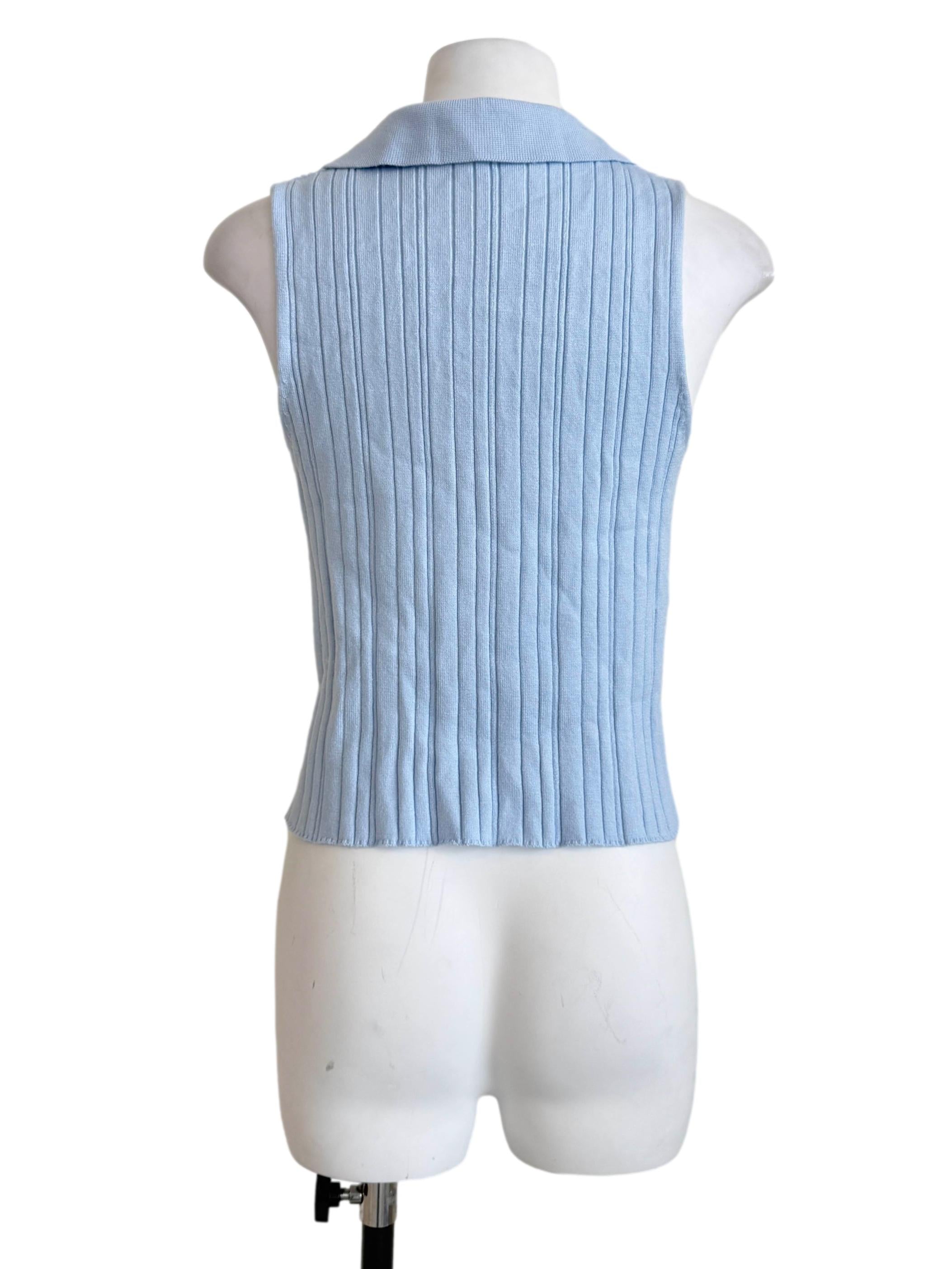 Sky Blue Collar Knit Top