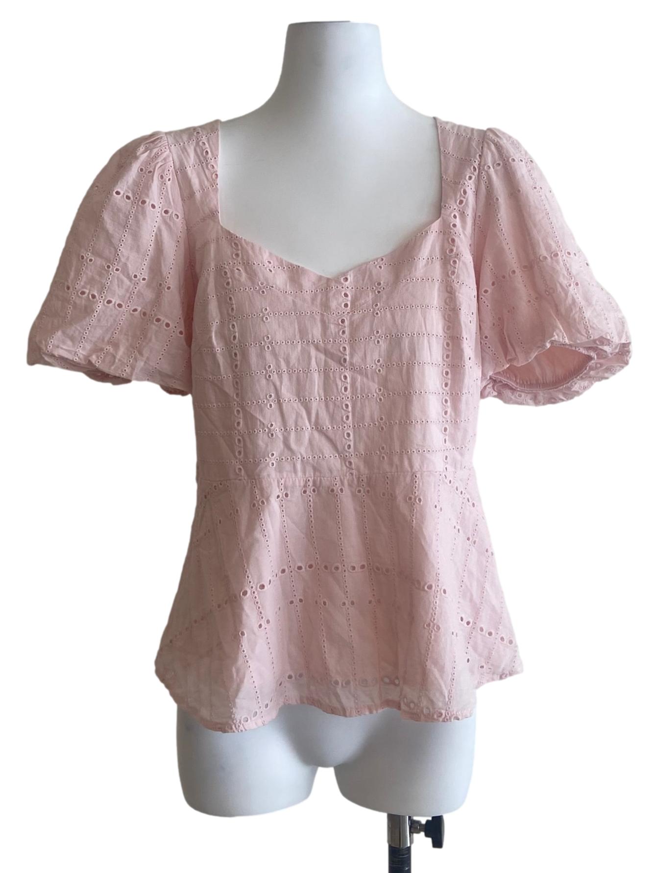Flamingo Pink Embroidery Peplum Blouse