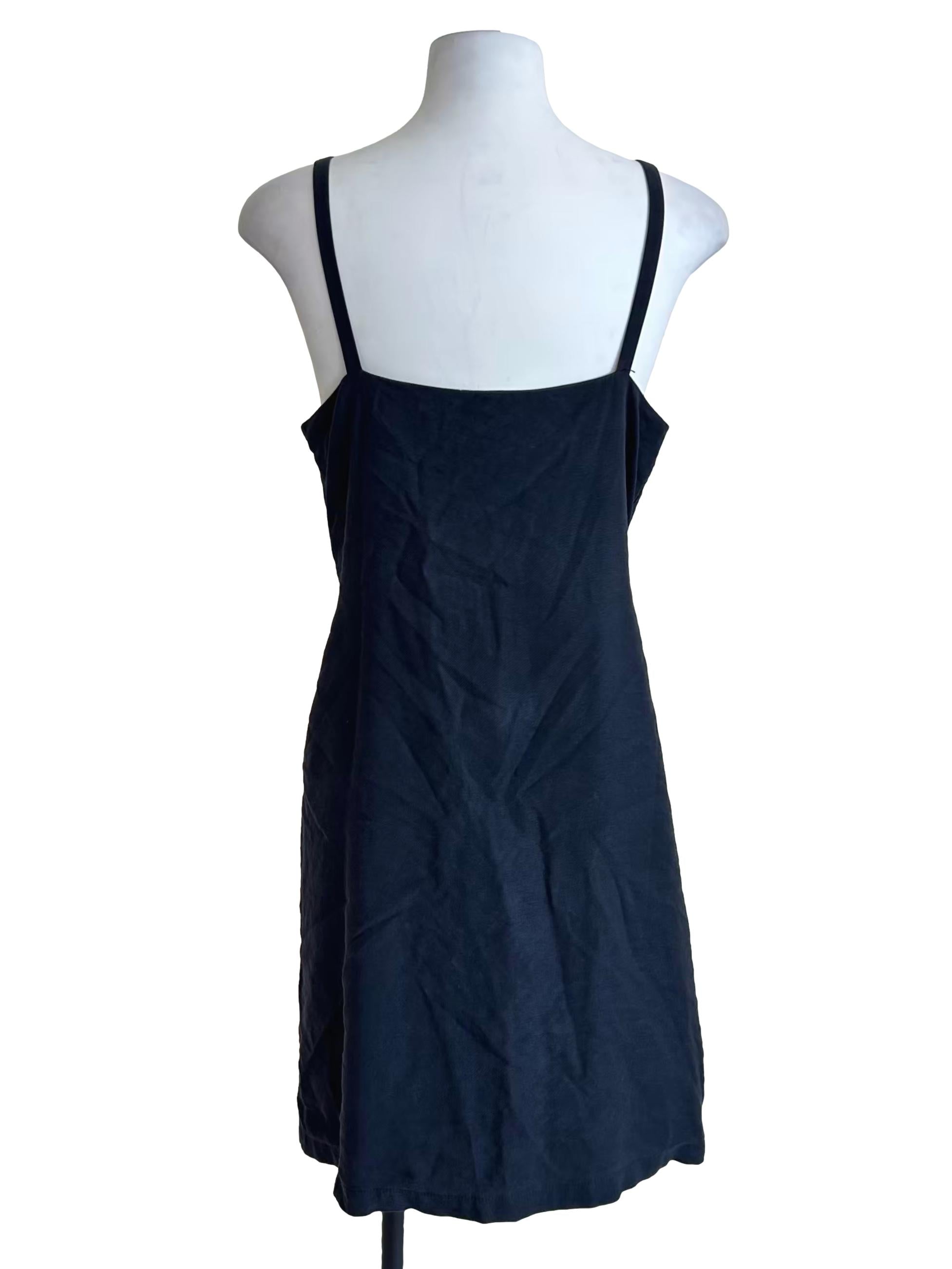 Dark Navy Button Down Linen Dress TEM