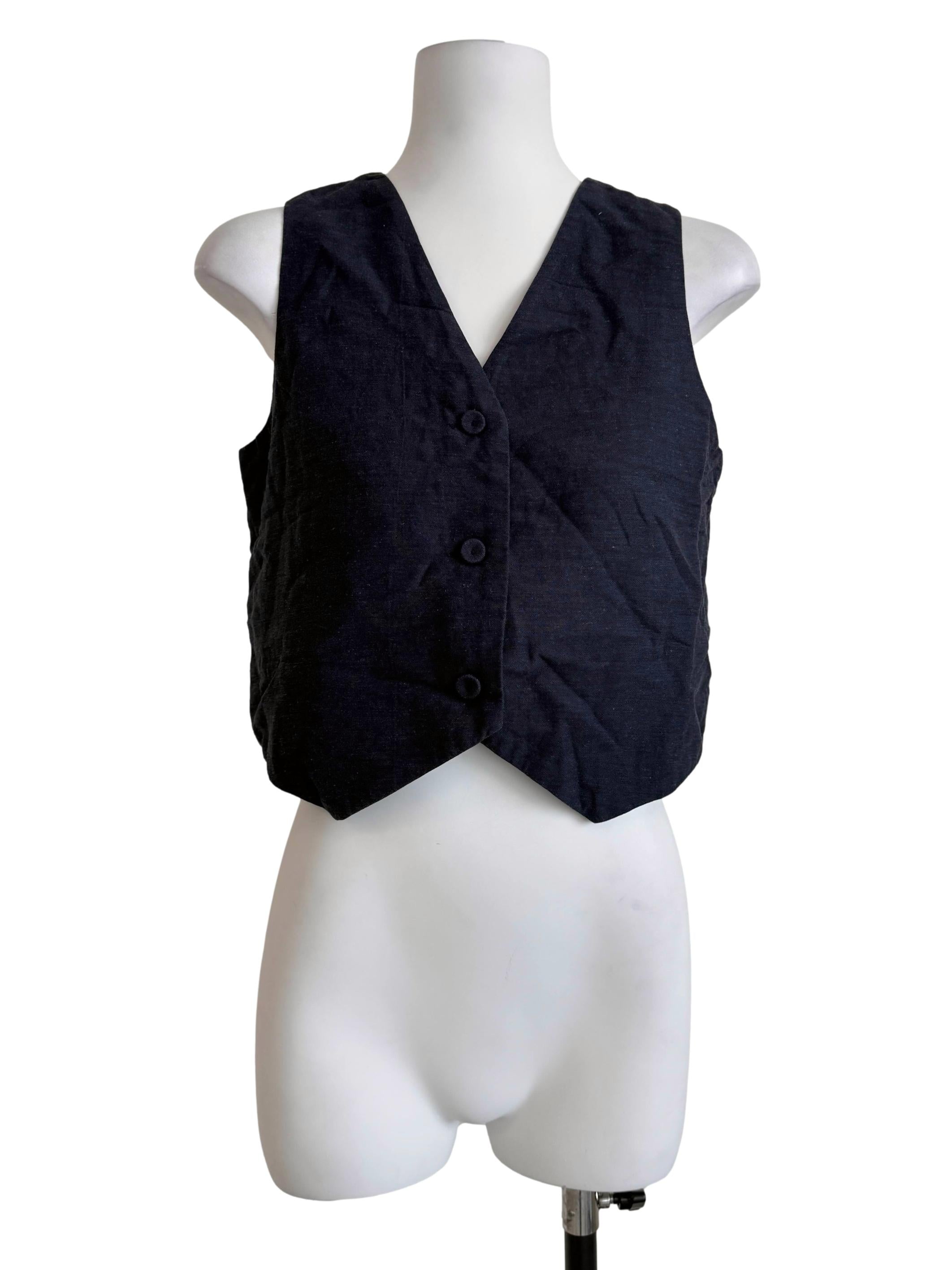 Navy Blue V-Neck Top