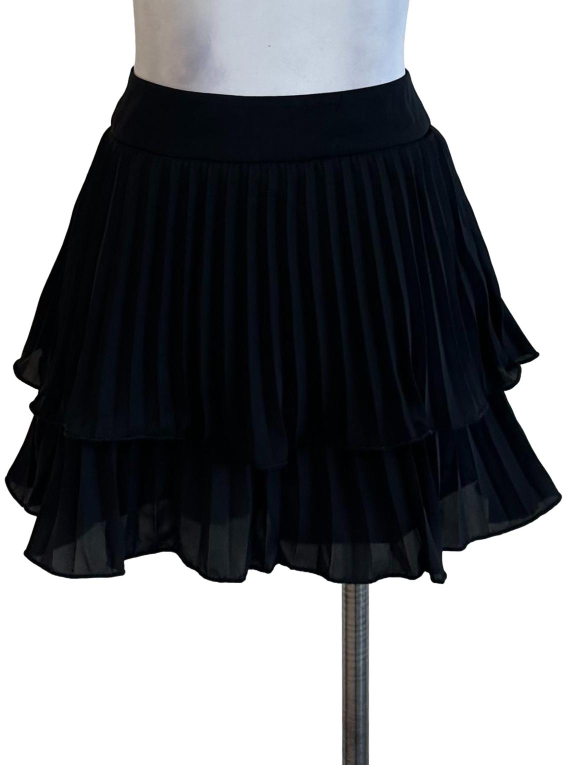 Raven Black Pleated Layered Skorts