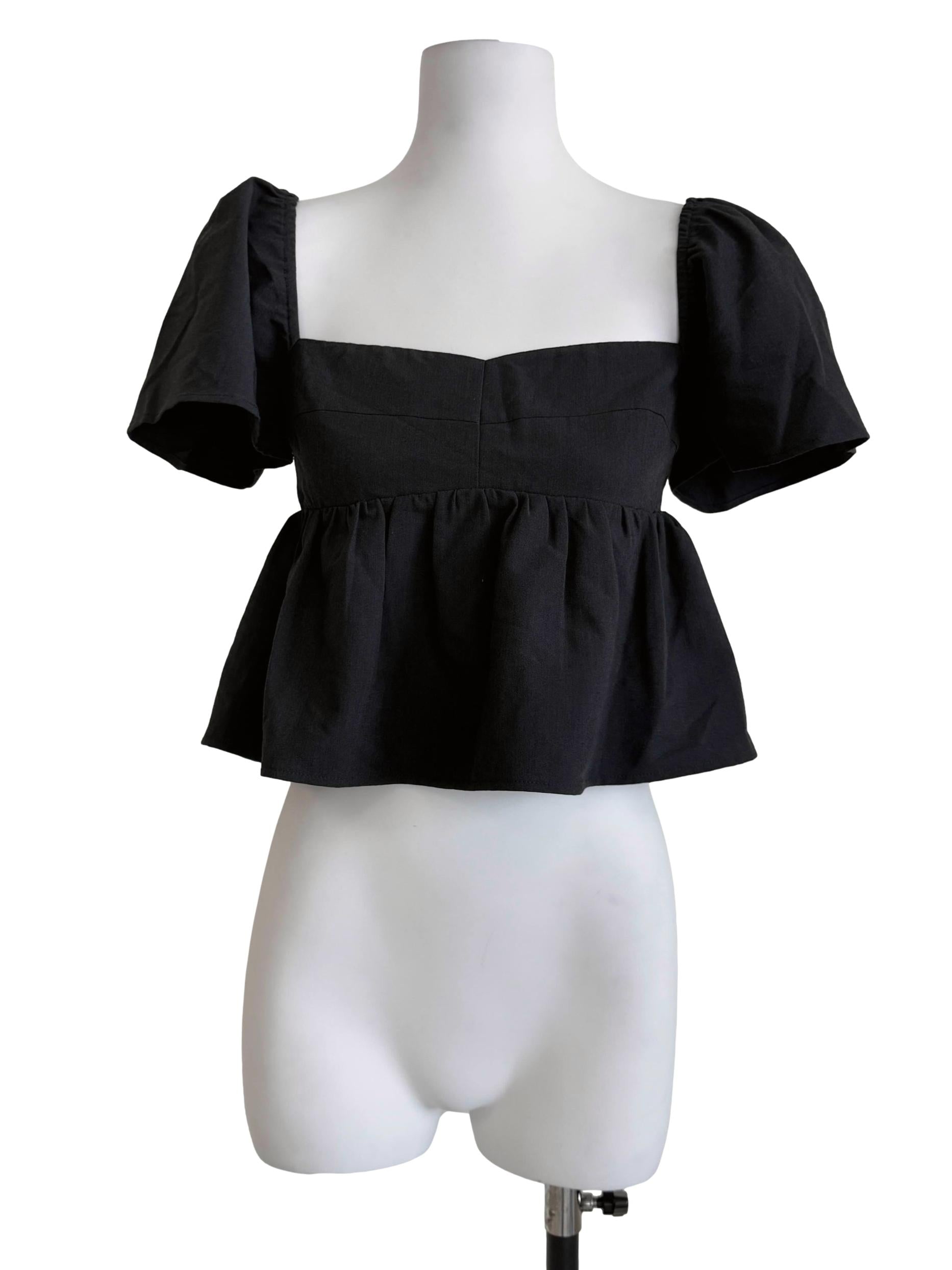 Jet Black Peplum Top