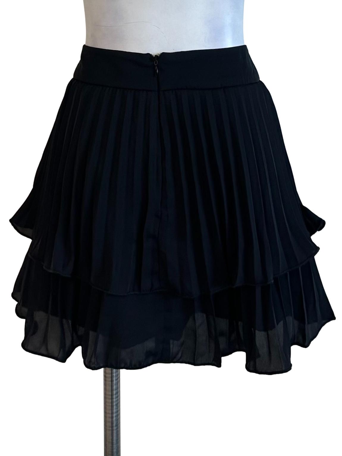Raven Black Pleated Layered Skorts