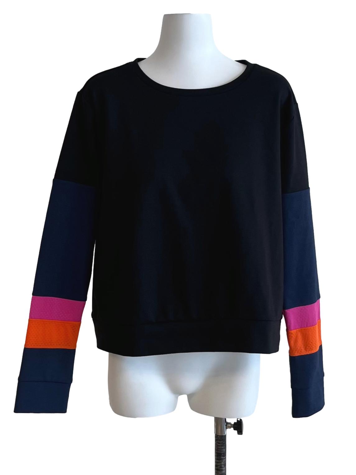 Black Colorblock Crew Neck Sweatshirt
