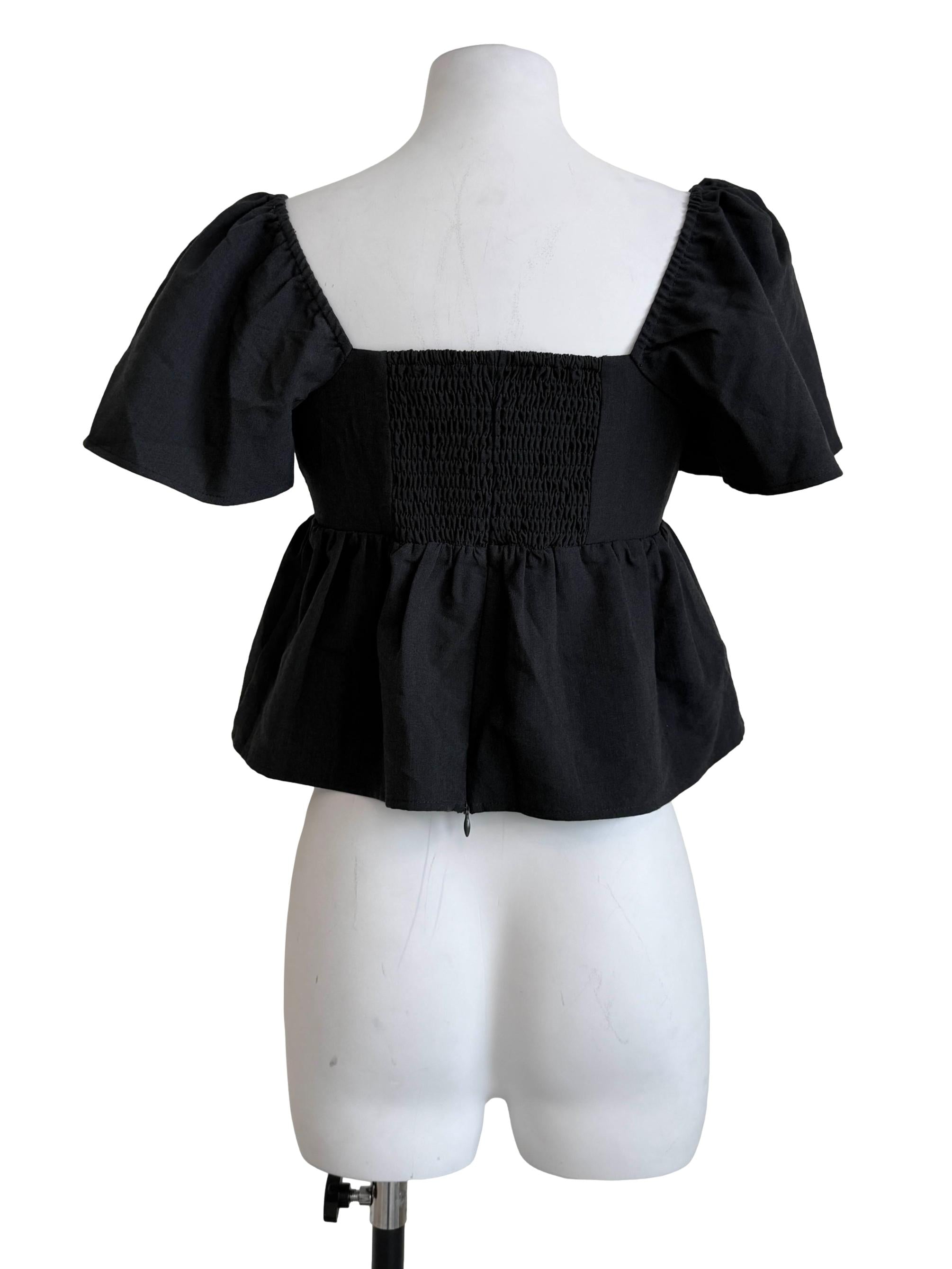 Jet Black Peplum Top