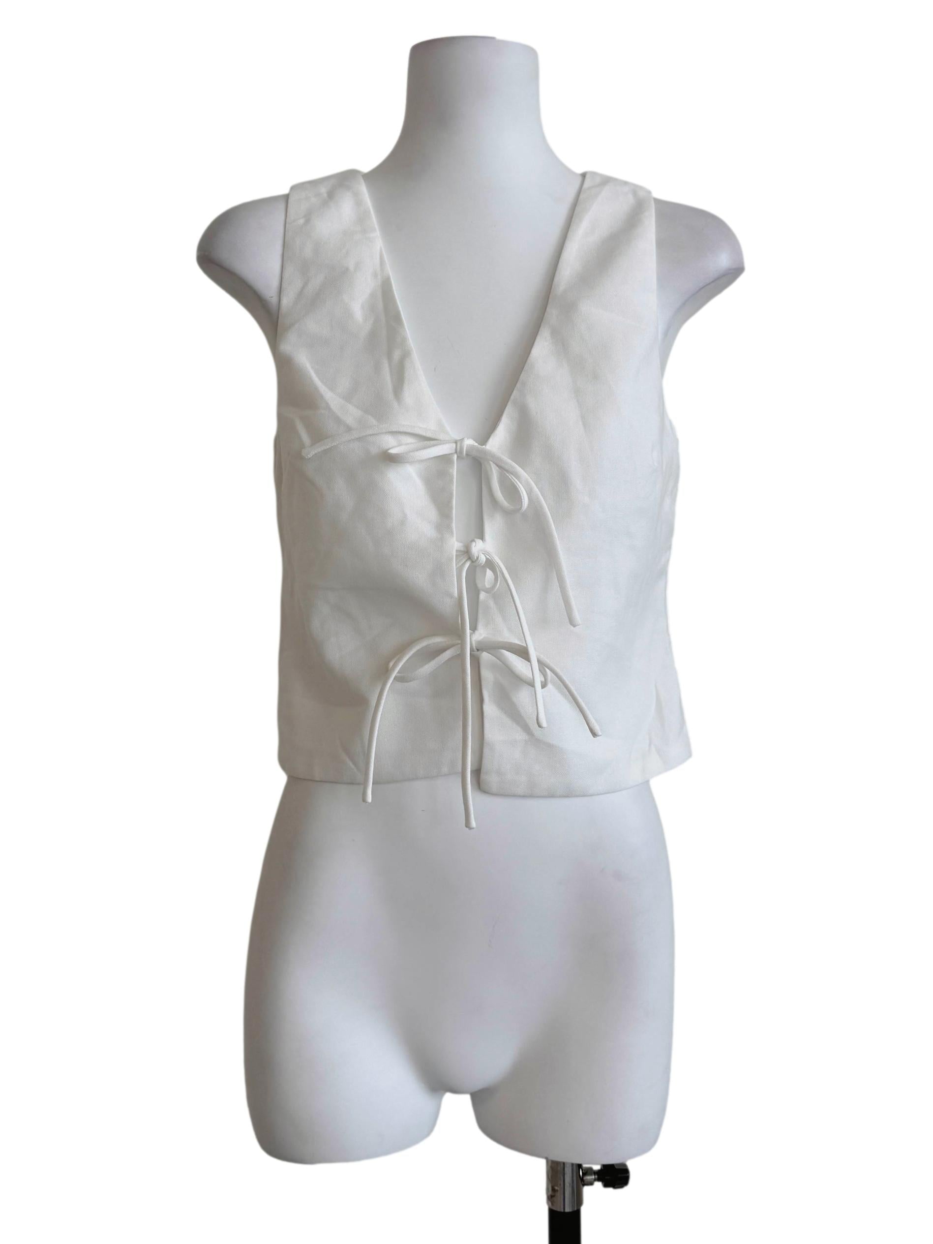 Pearl White V-Neck Top