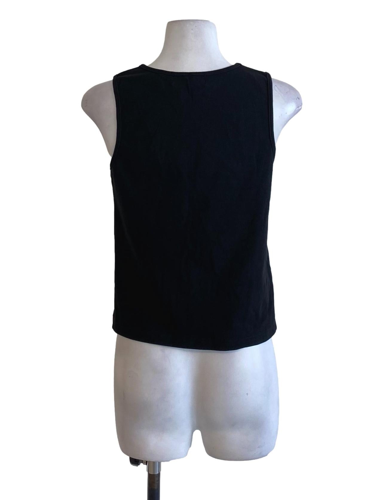 Matte Black Round Neck Sleeveless Tank Top