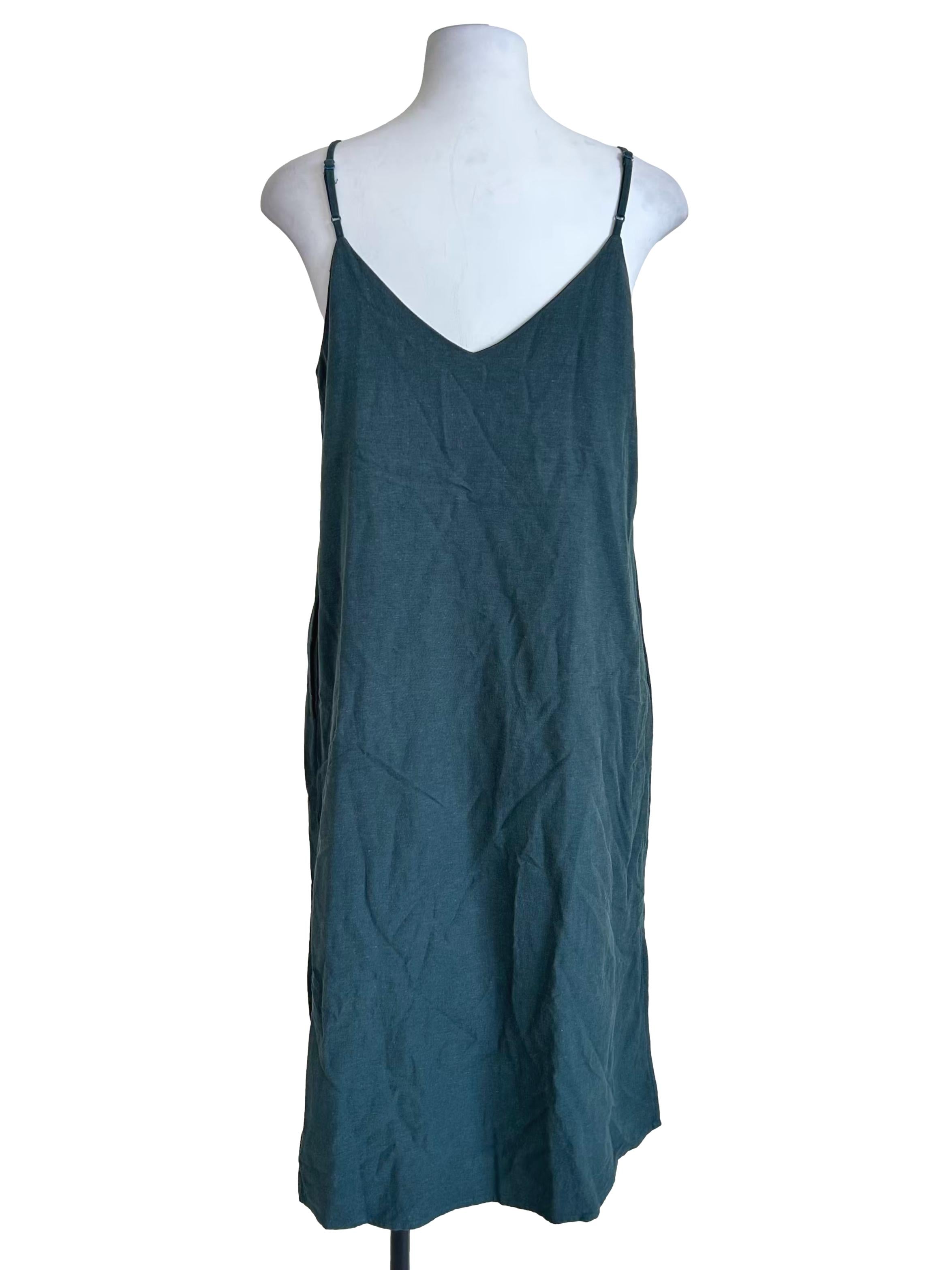 Dark Green Spaghetti Strap Slip Dress