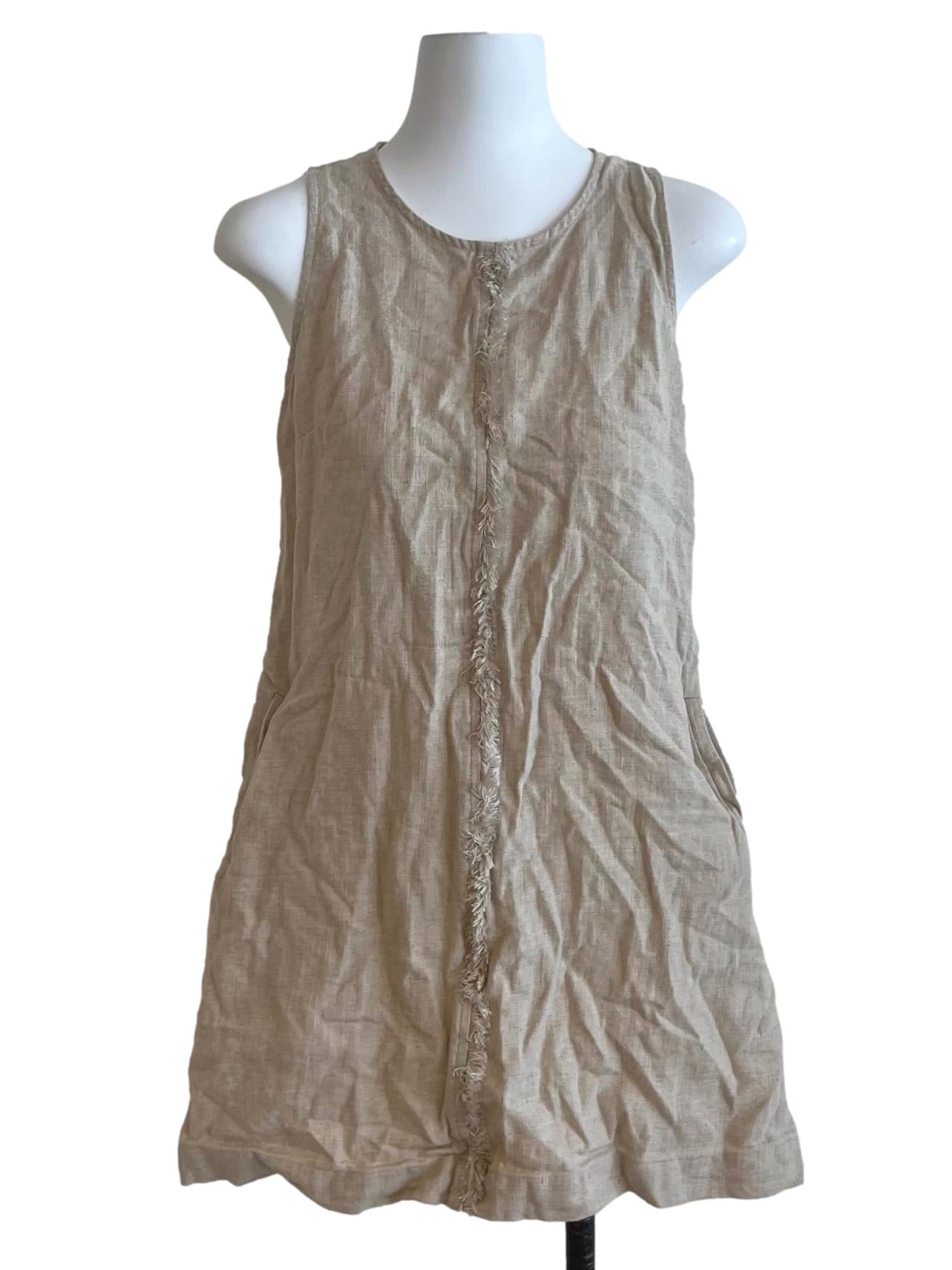 Beige Jewel Neckline Shift Dress GA