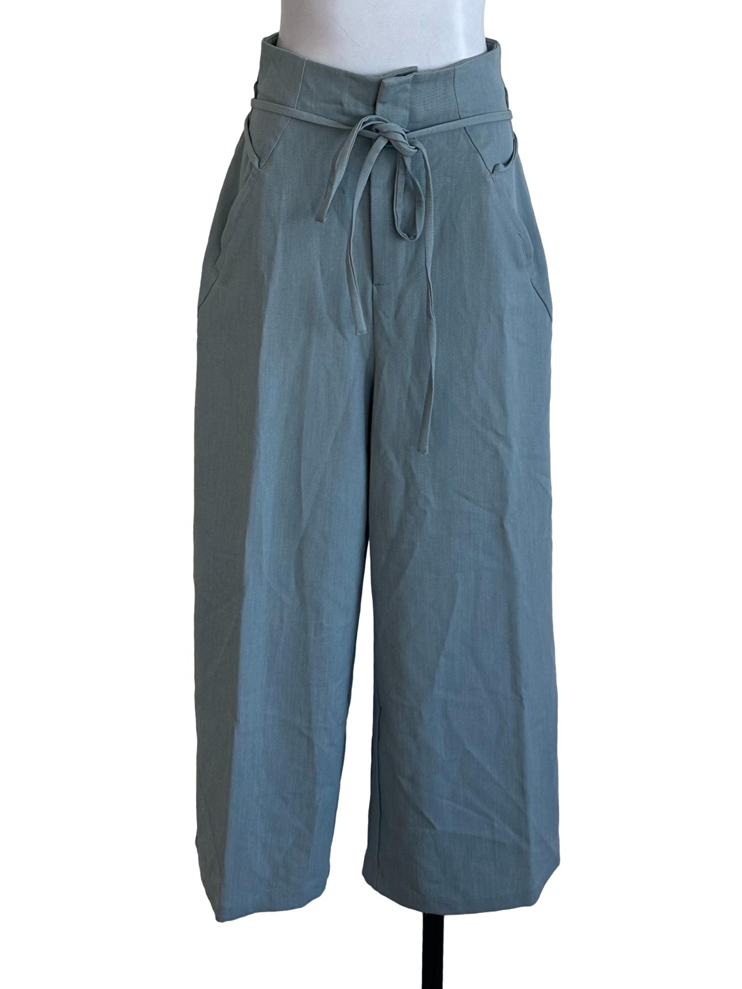 Turqoise Green Plain Long Pants