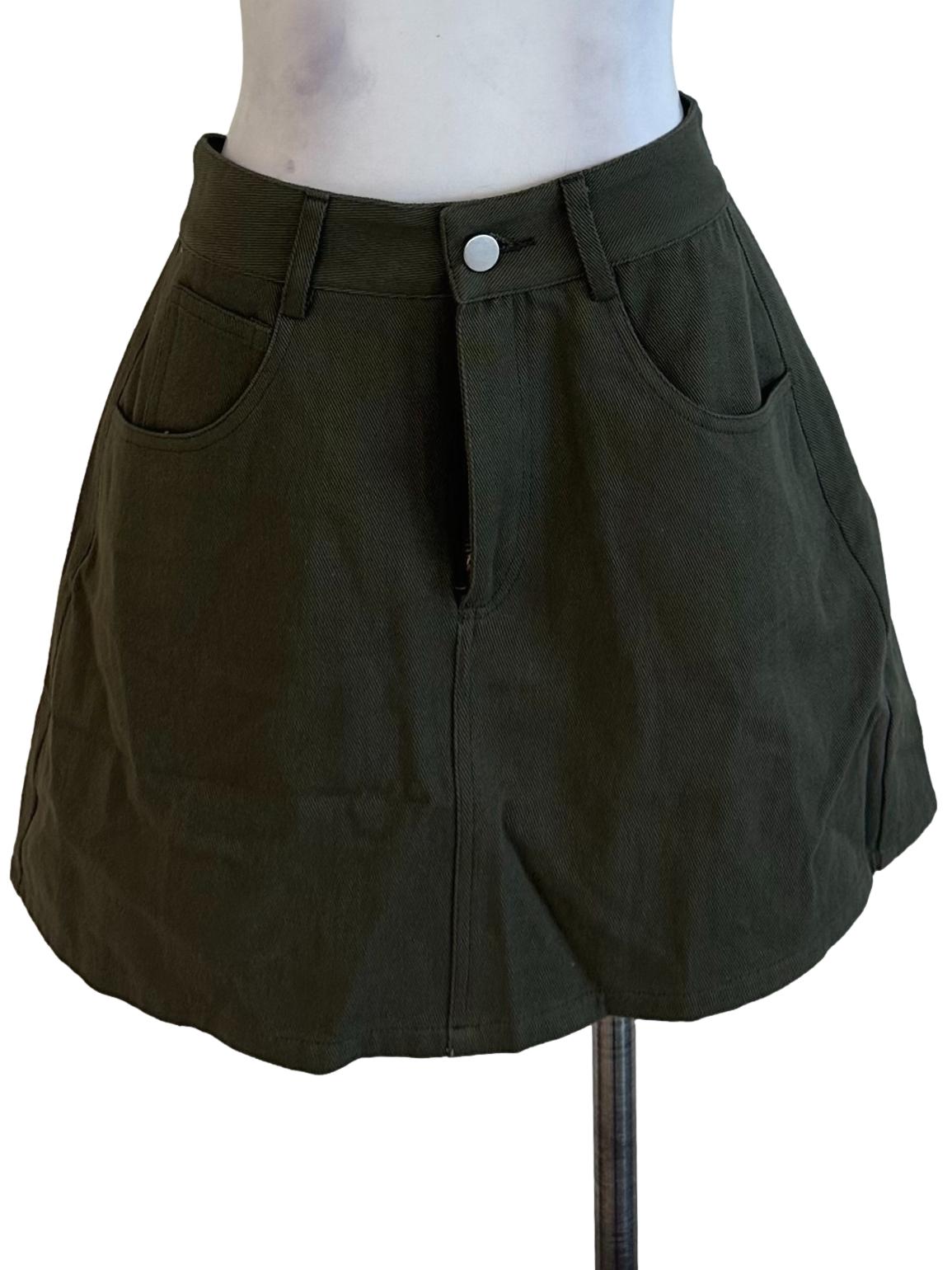 Moss Green Denim Skorts