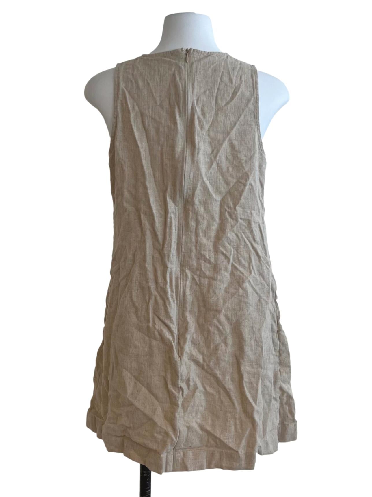 Beige Jewel Neckline Shift Dress GA