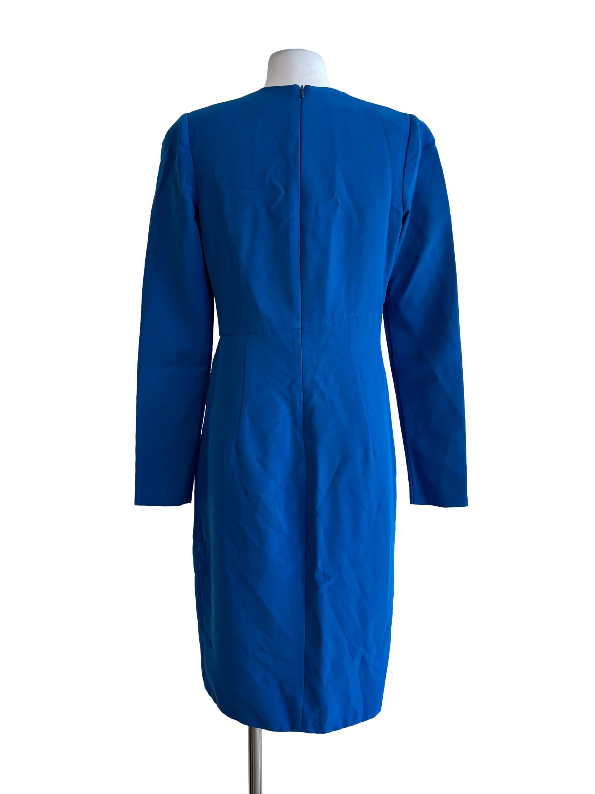 Azure Blue Long Sleeve Pencil Dress