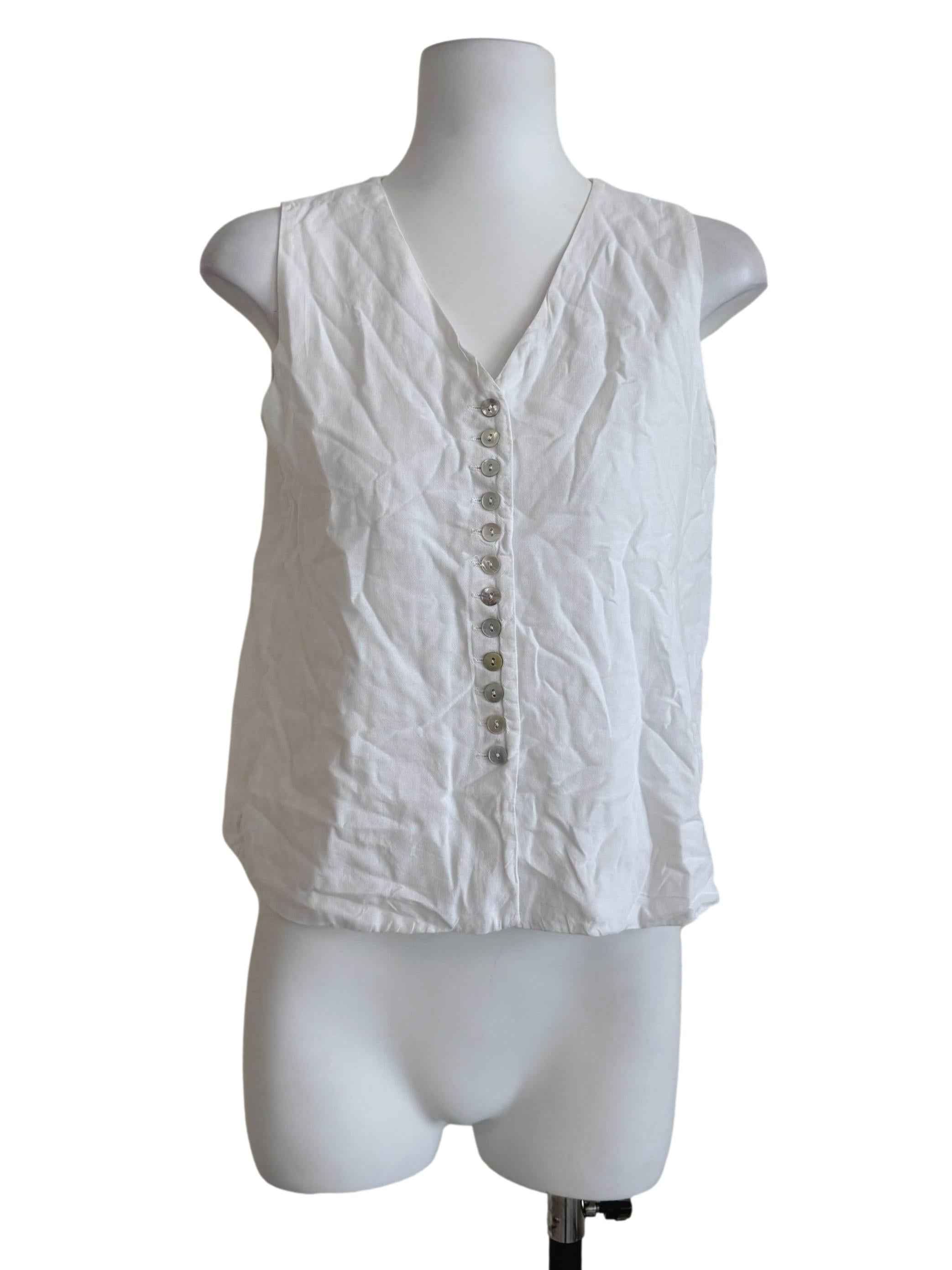 Powder White V-Neck Top