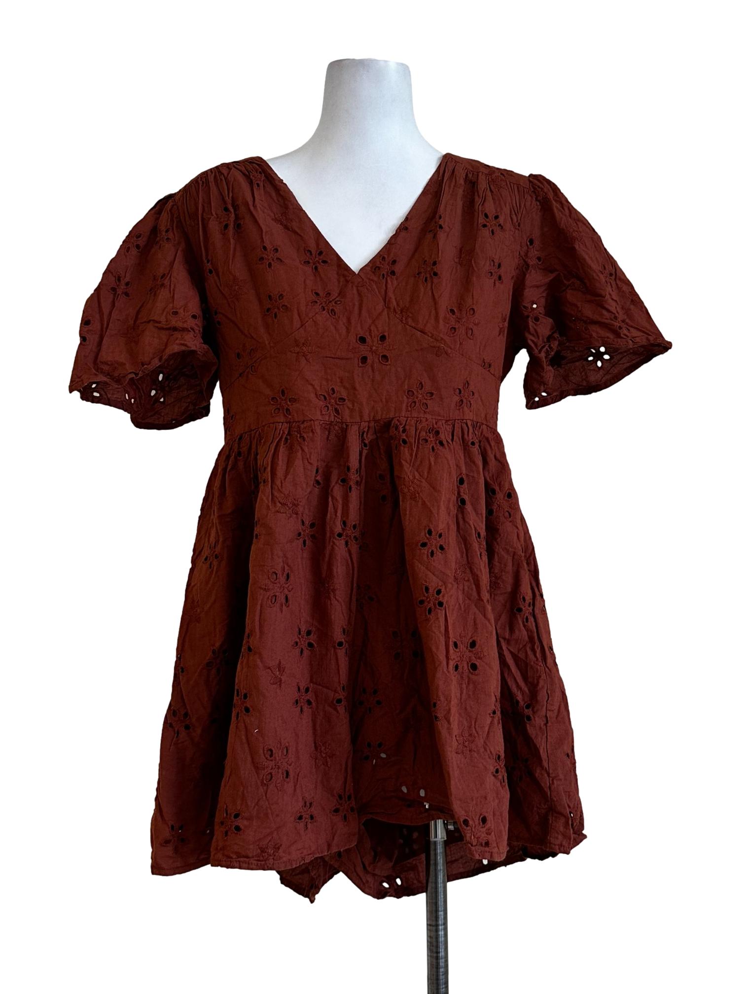 Ginger Brown Embroidered Rompers