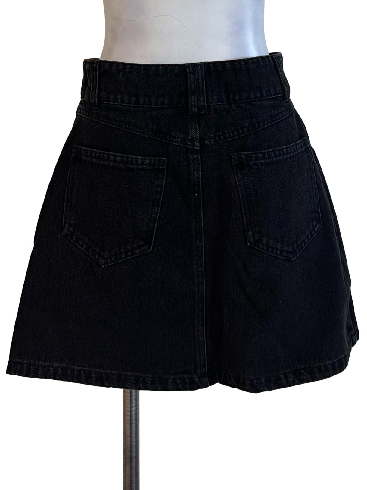 Charcoal Black Denim High Waist Skorts
