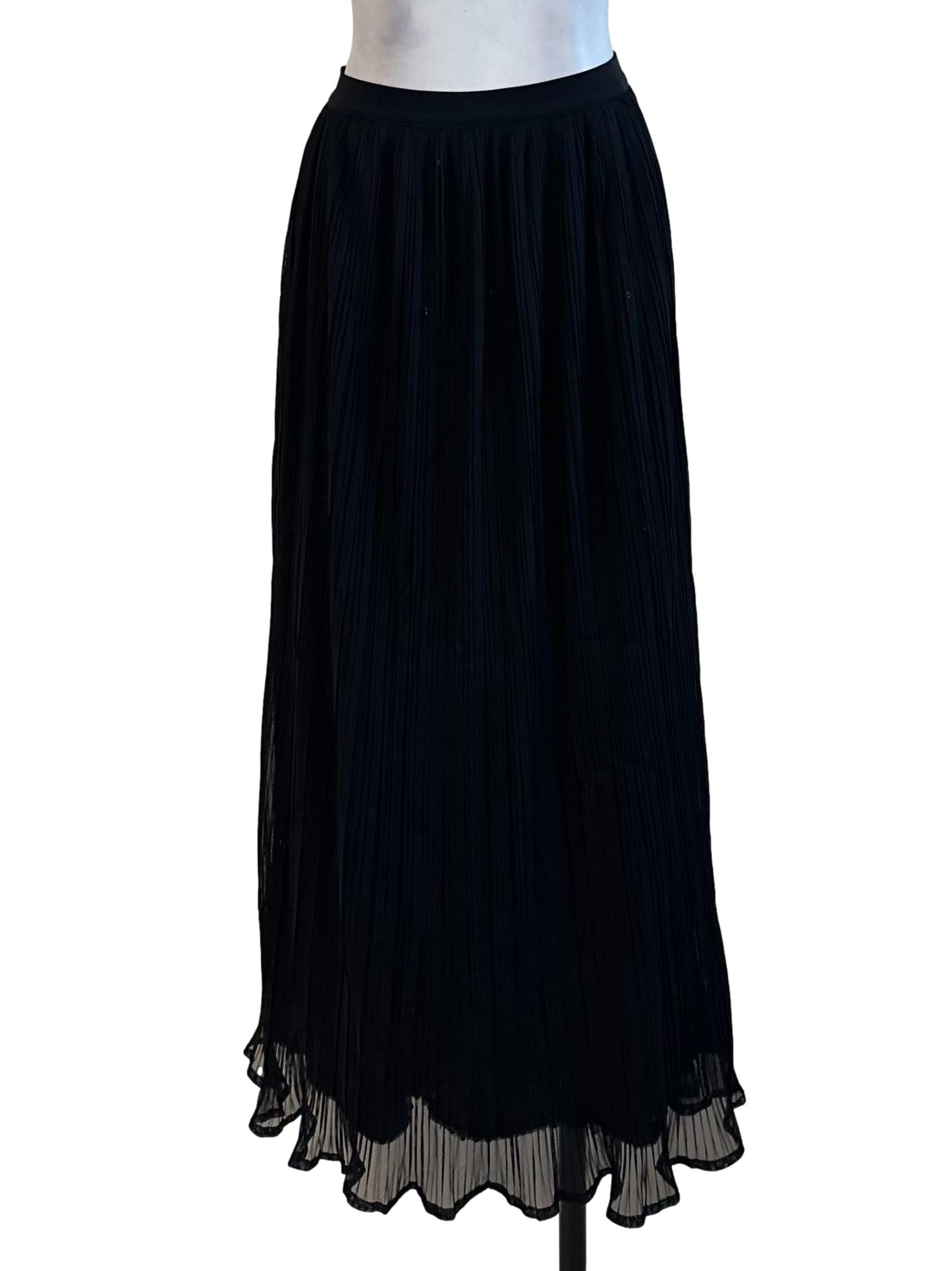 Onyx Black Pleated Sequin Skirt