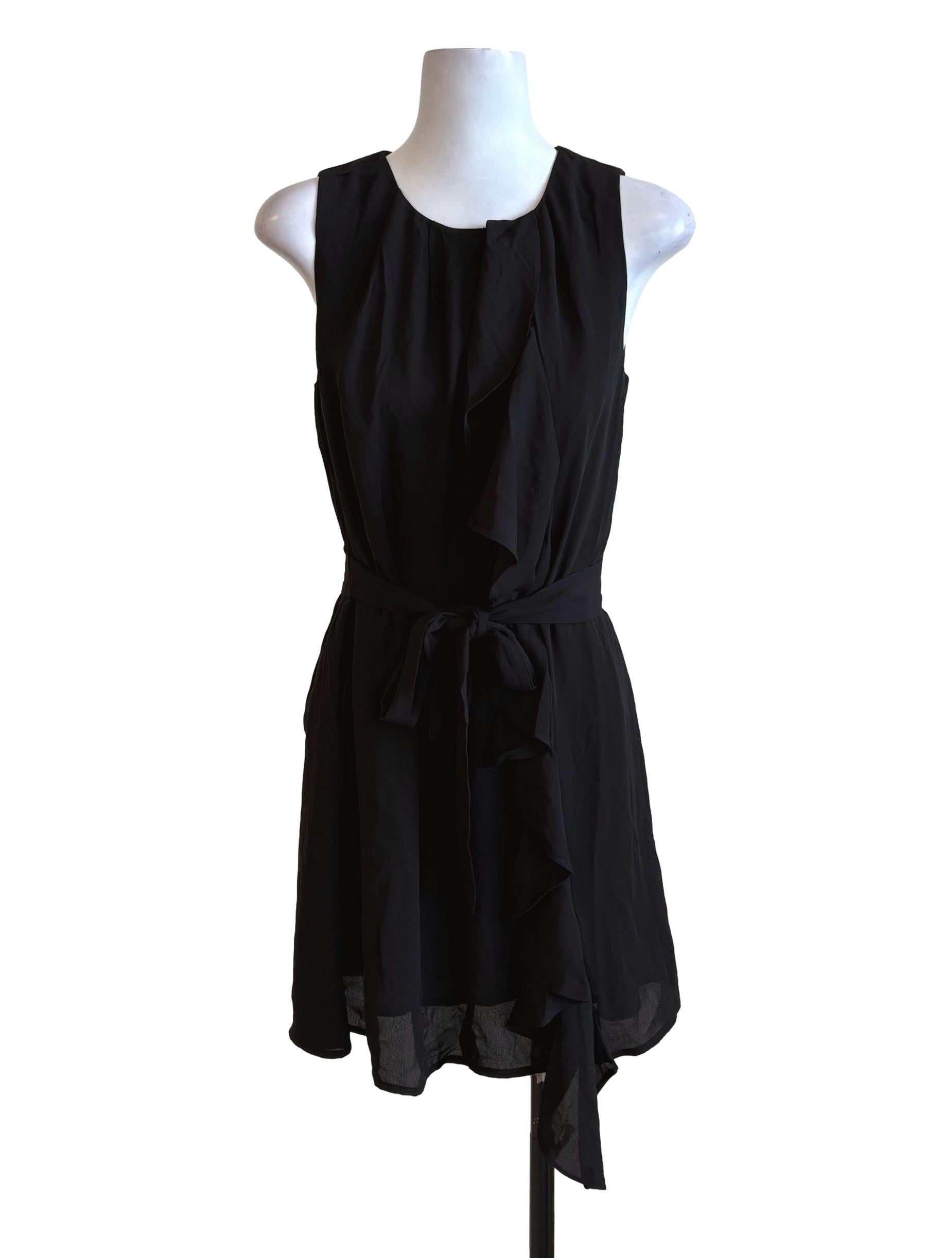 Black Ruffle A-Line Dress
