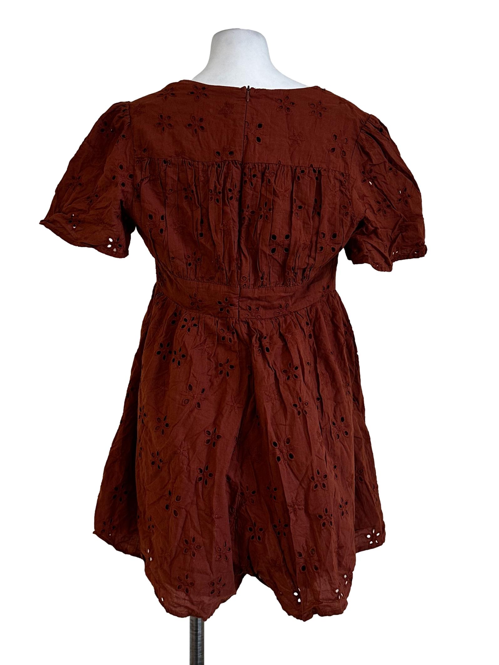 Ginger Brown Embroidered Rompers