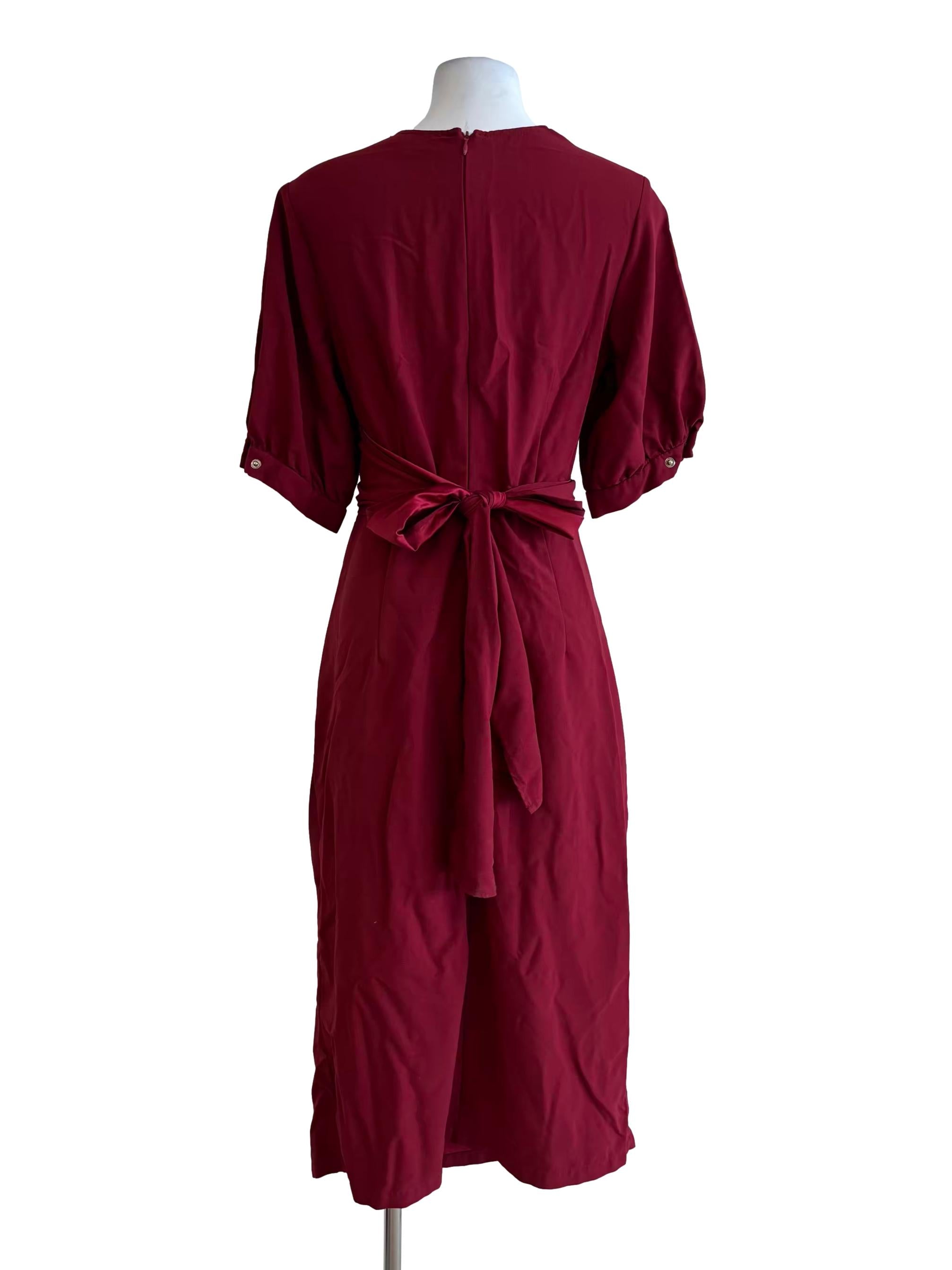 Cherry Red Surplice Front Cut Out Dress
