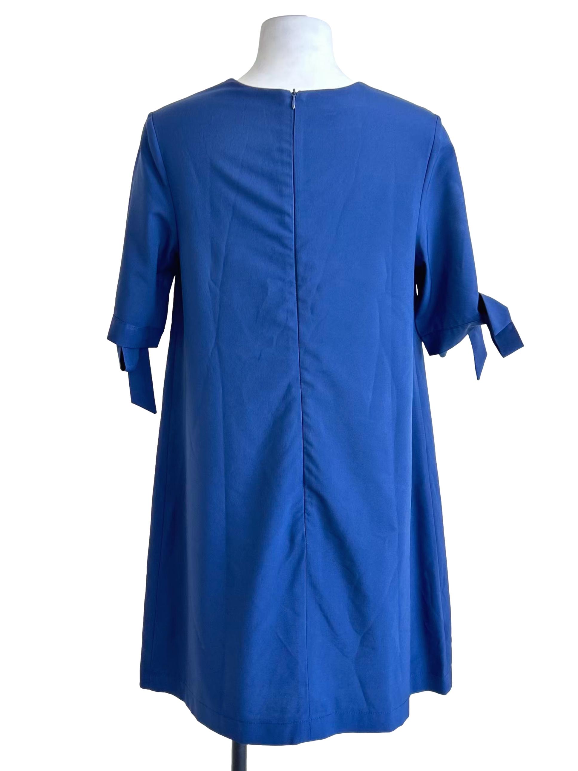 Royal Blue Tie Sleeve Shift Dress