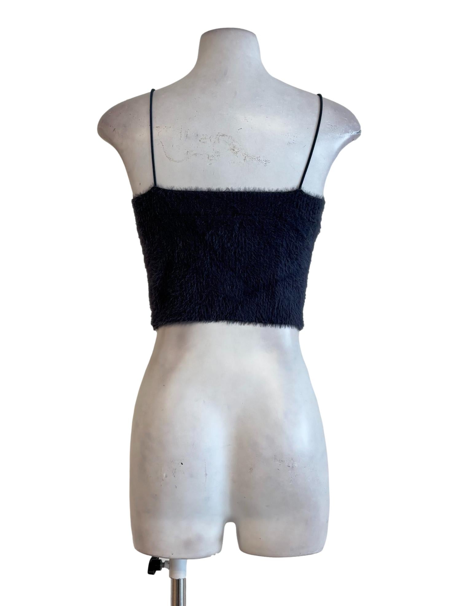 Aegean Blue Furry Spaghetti Strap Top