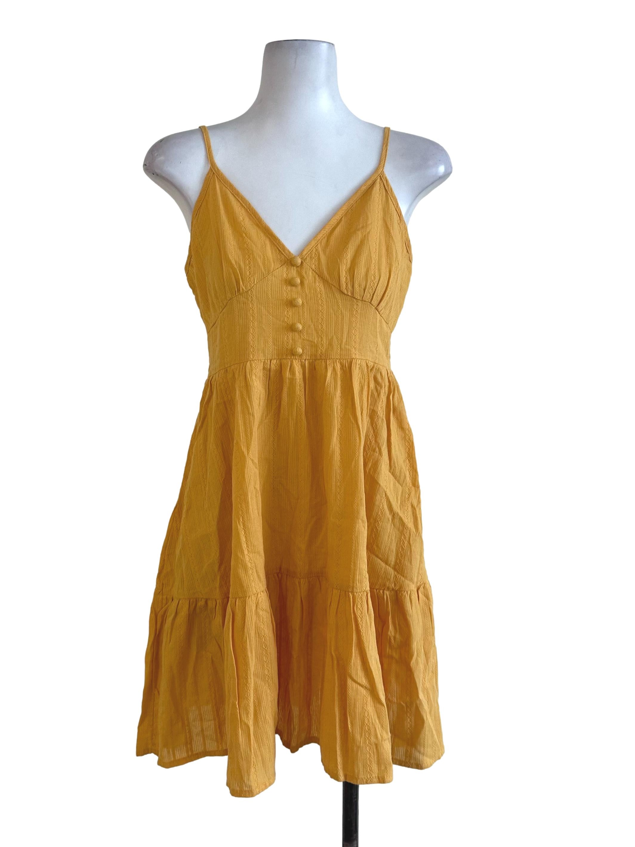 Mustard Yellow Stripe Button Dress
