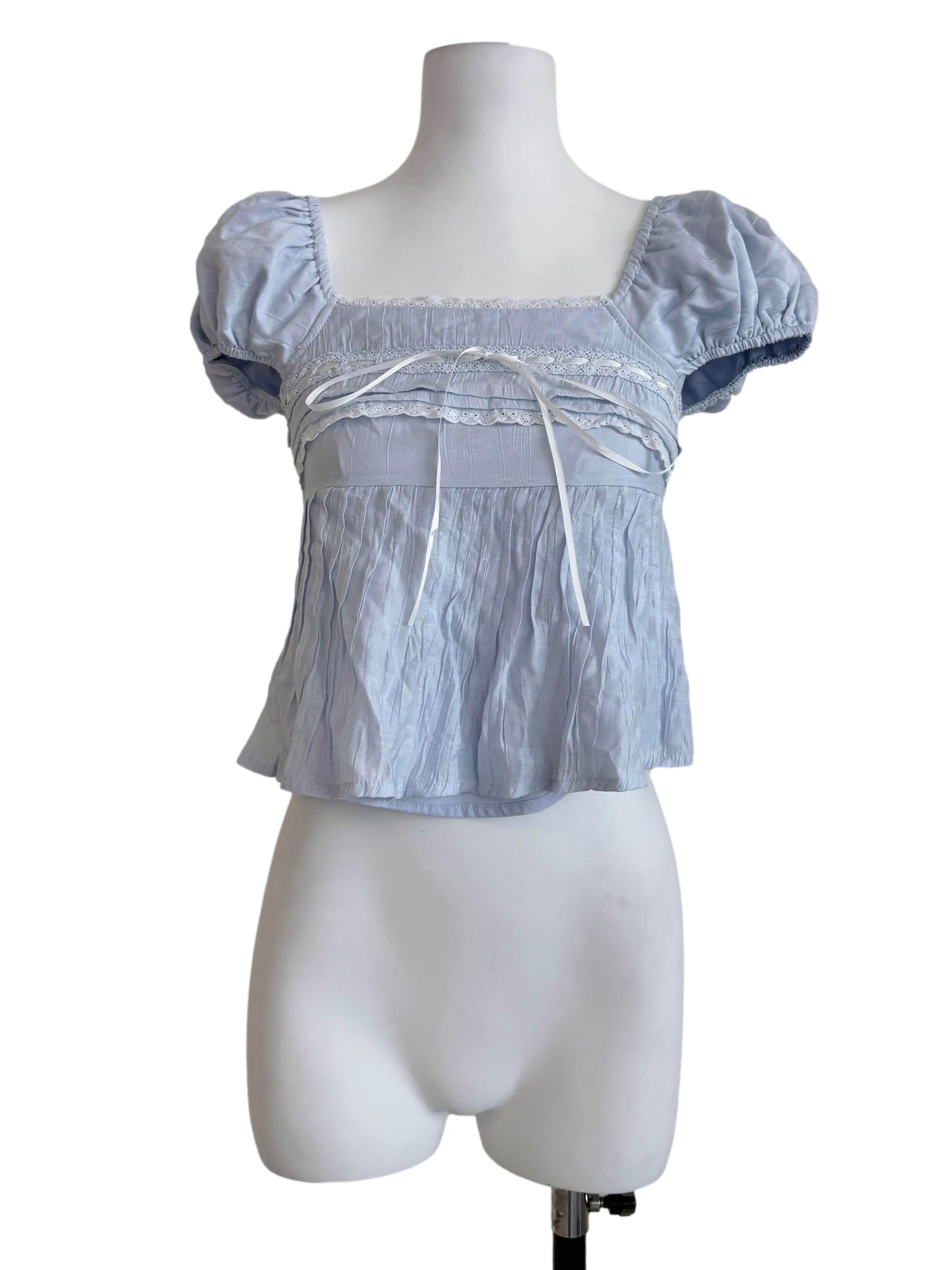 Baby Blue Square Neck Top