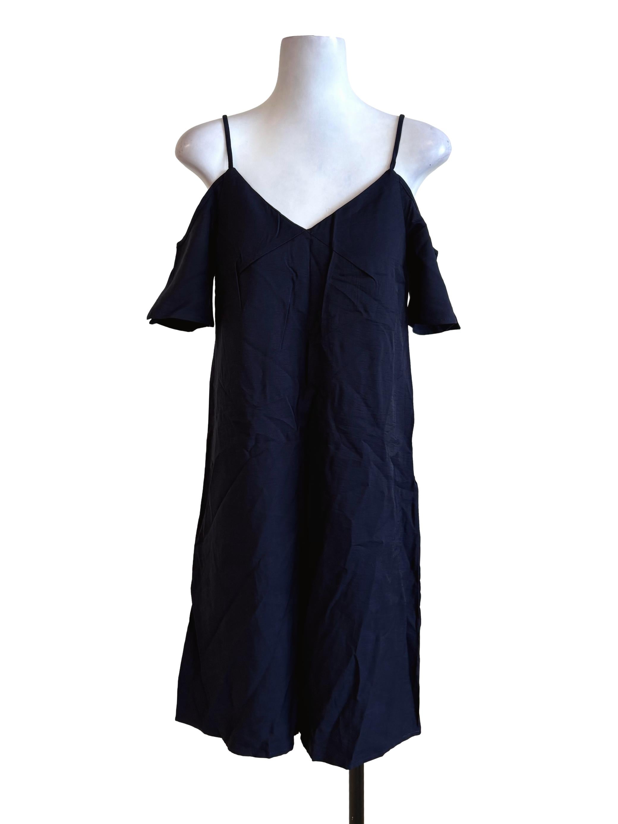 Navy Blue Off Shoulder Shift Dress TEM