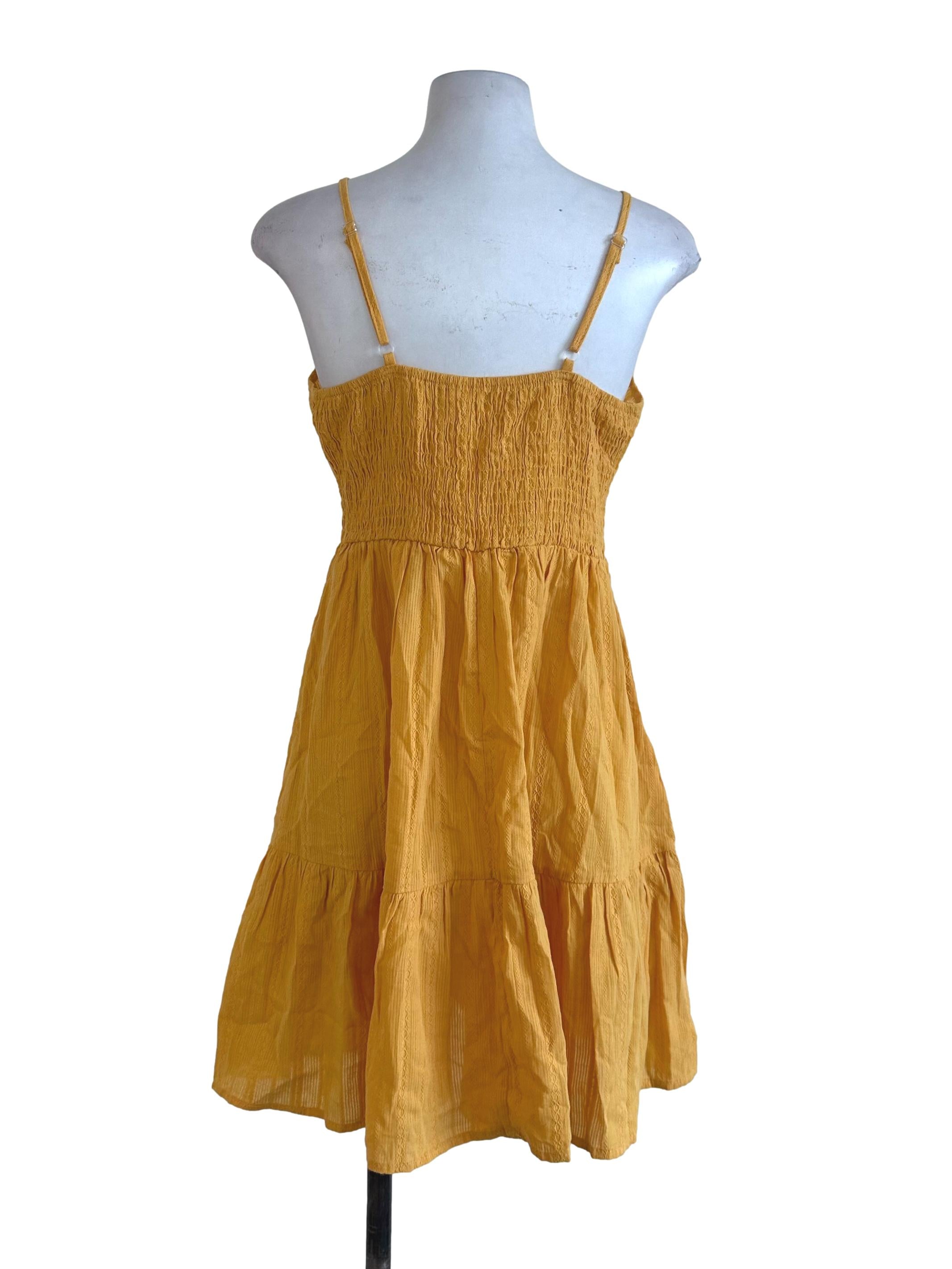 Mustard Yellow Stripe Button Dress