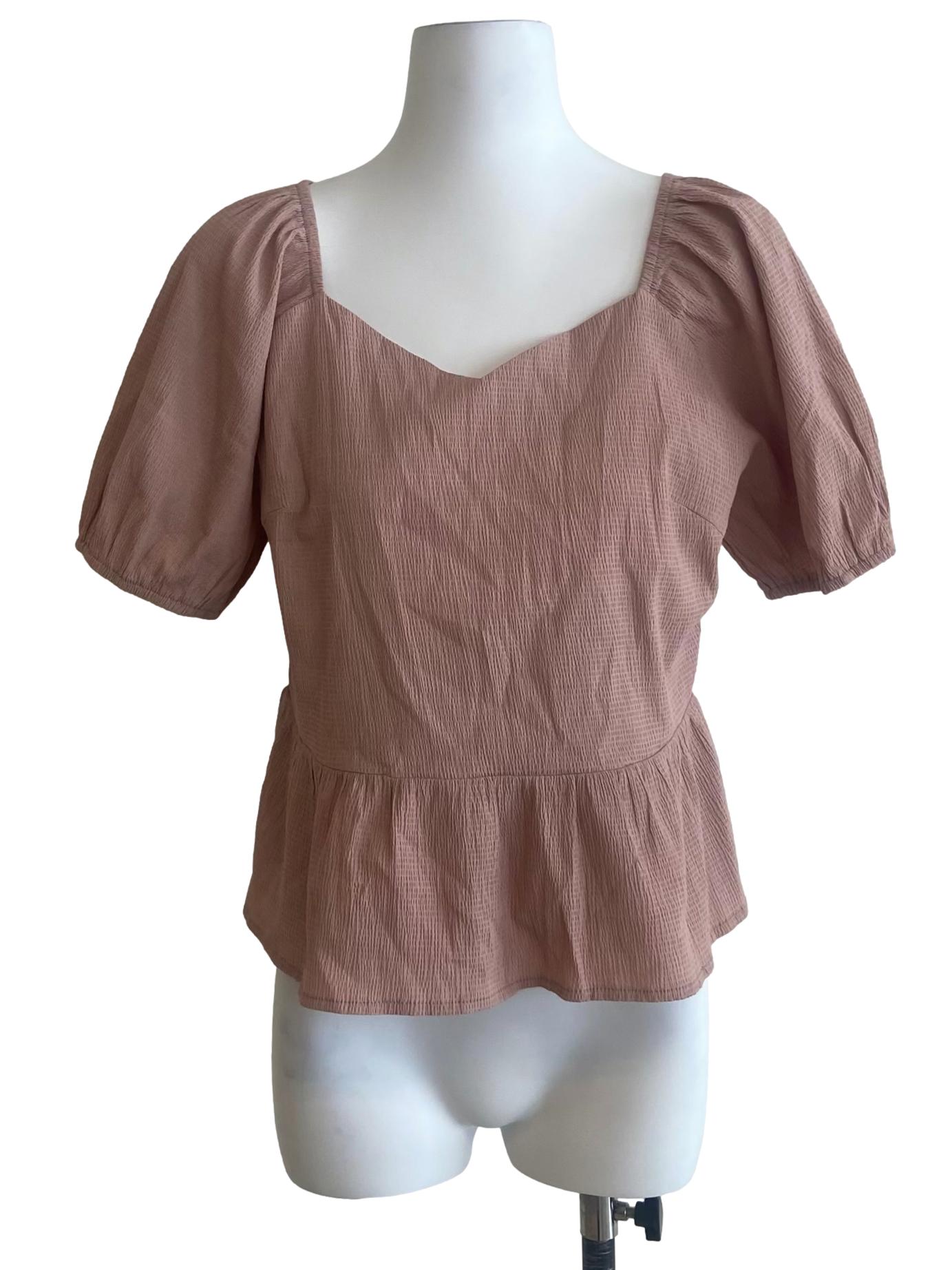 Salmon Pink Peplum Blouse