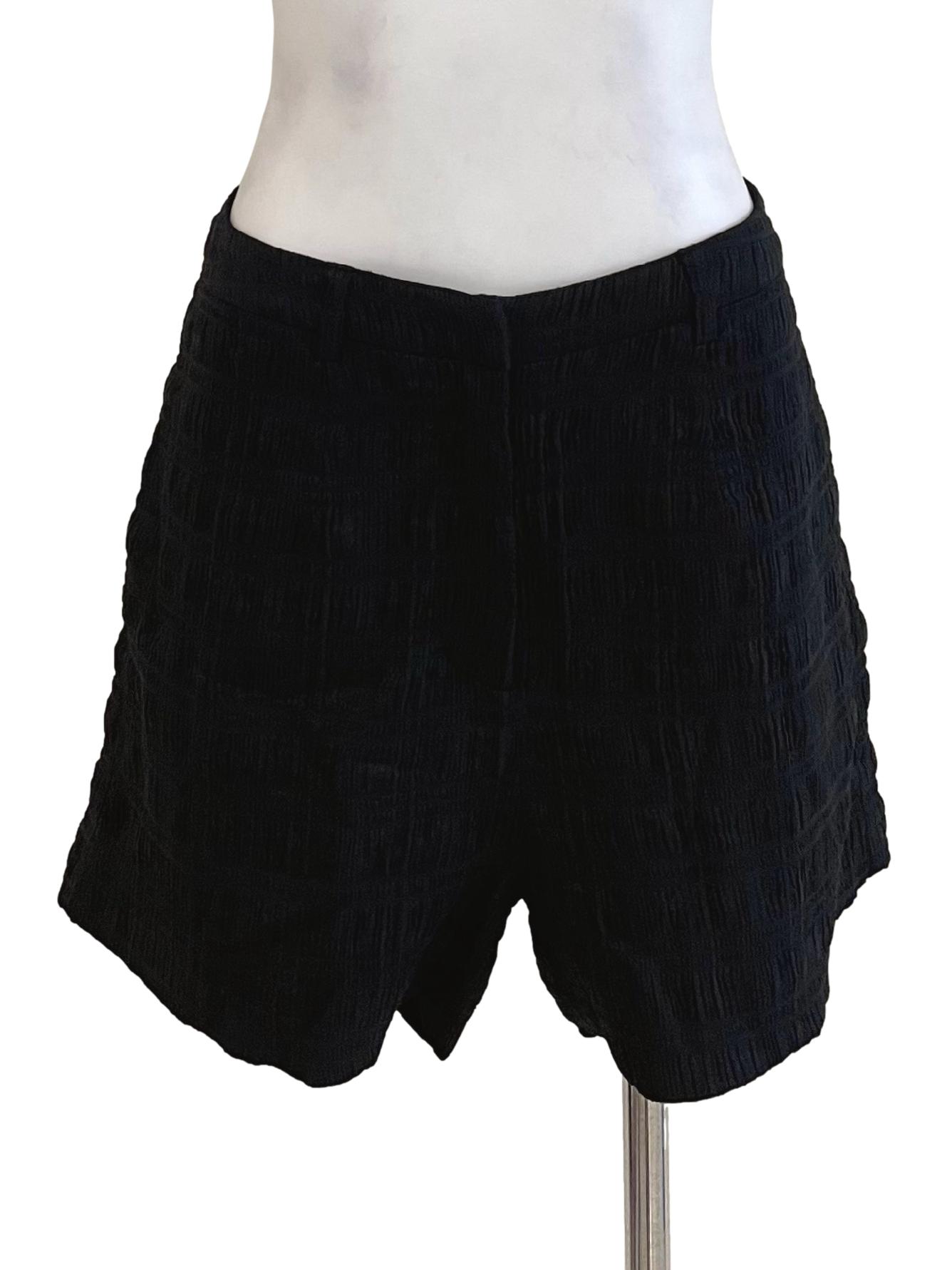 Black Textured Formal Shorts LB