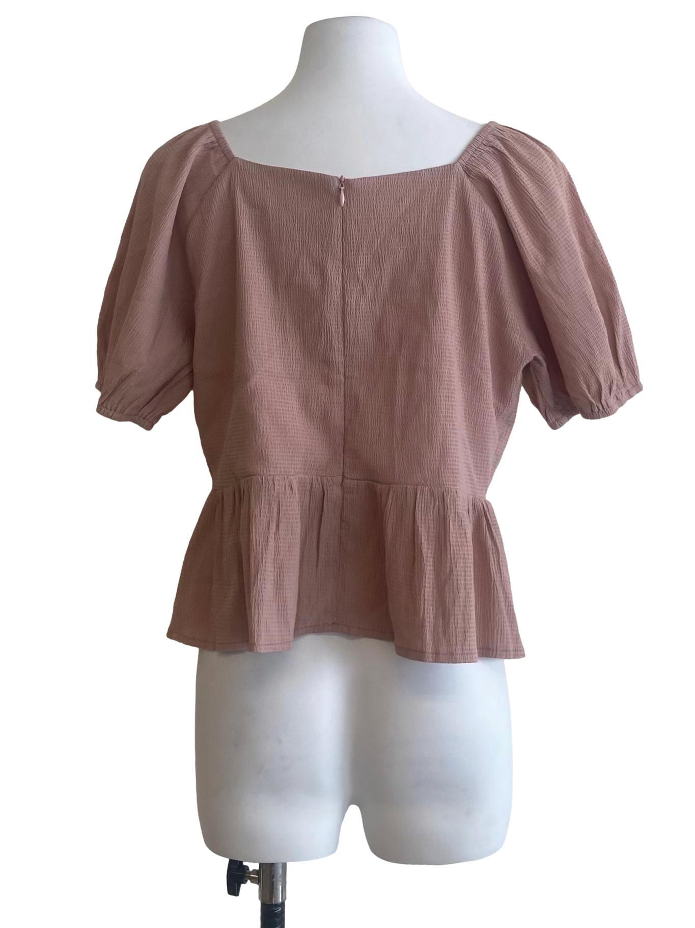Salmon Pink Peplum Blouse
