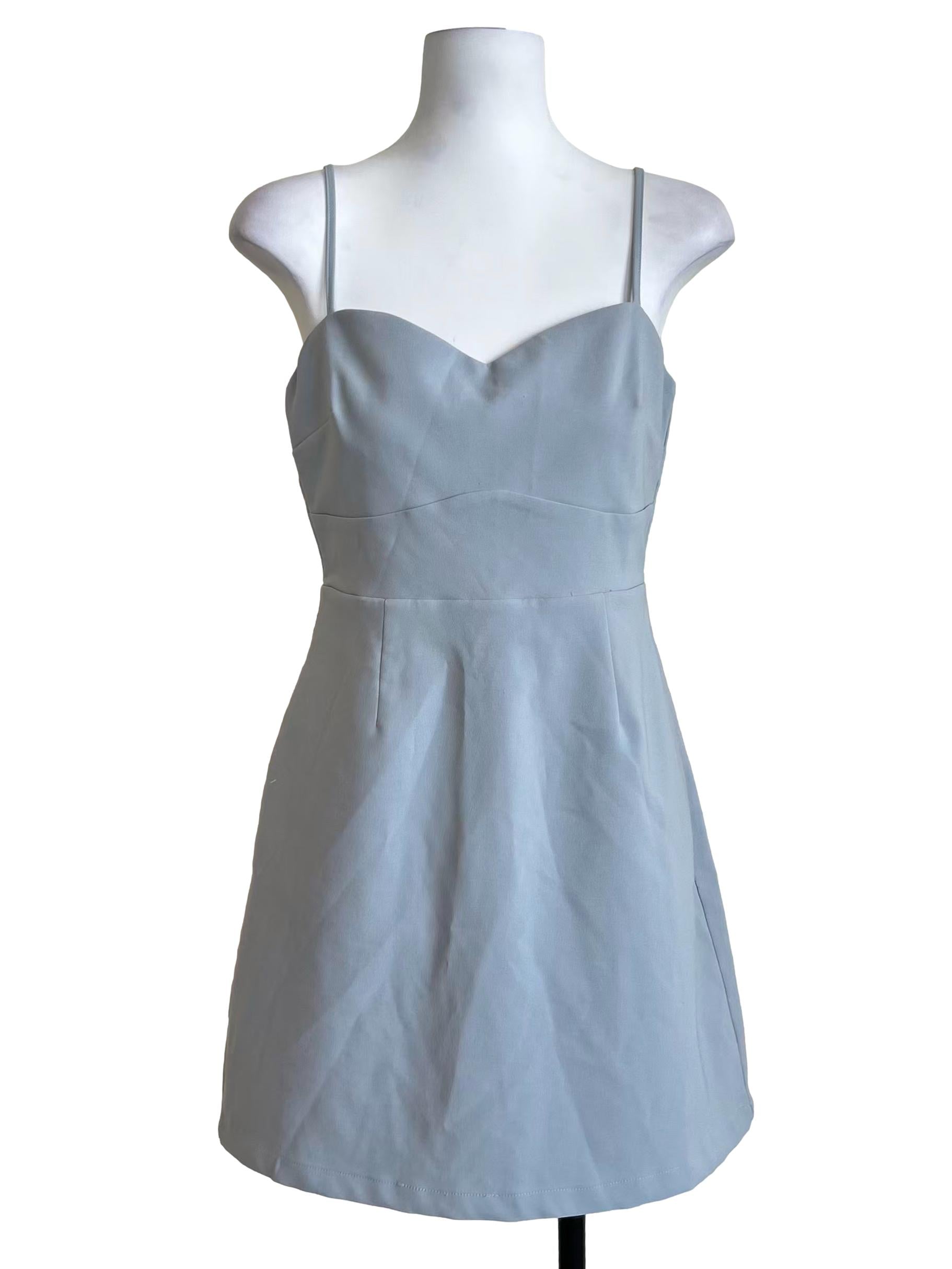 Sky Blue Sweetheart Neck Mini Dress