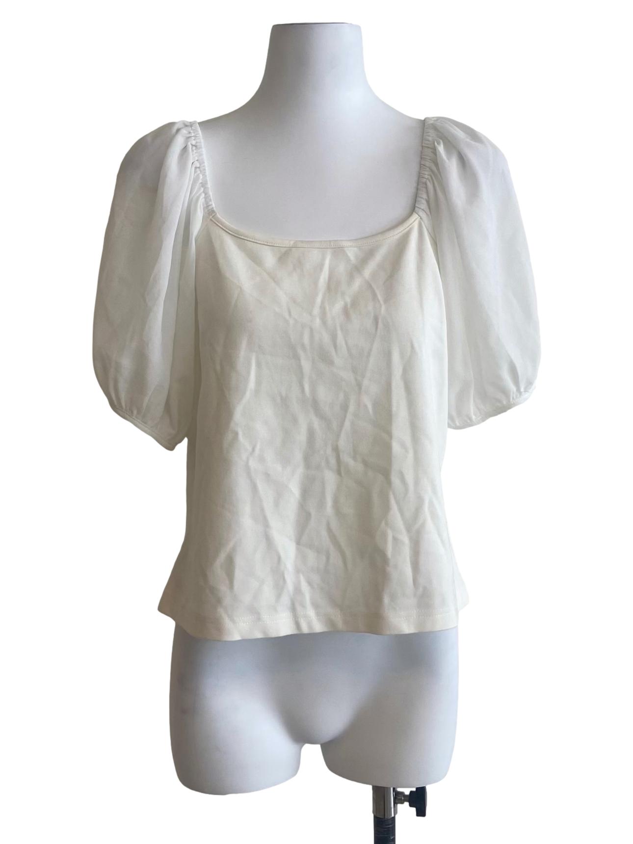 Cream White Square Neck Top