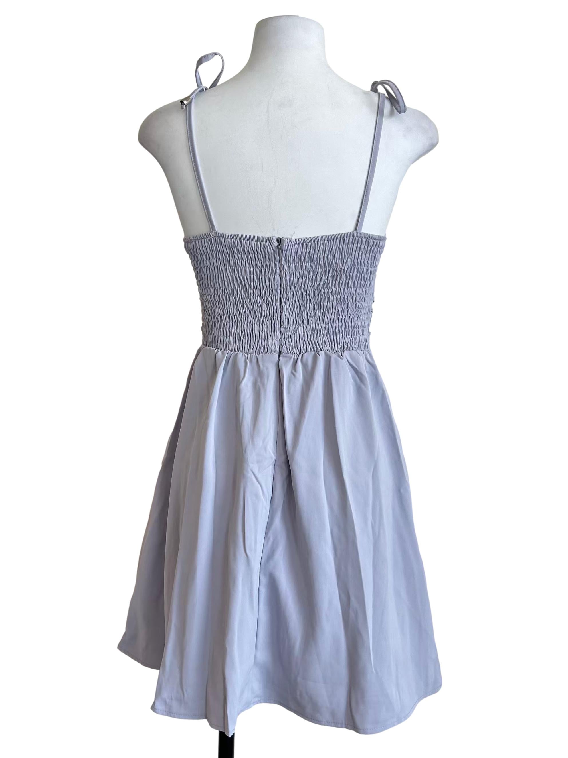 Lavender Ruched Button Front Dress