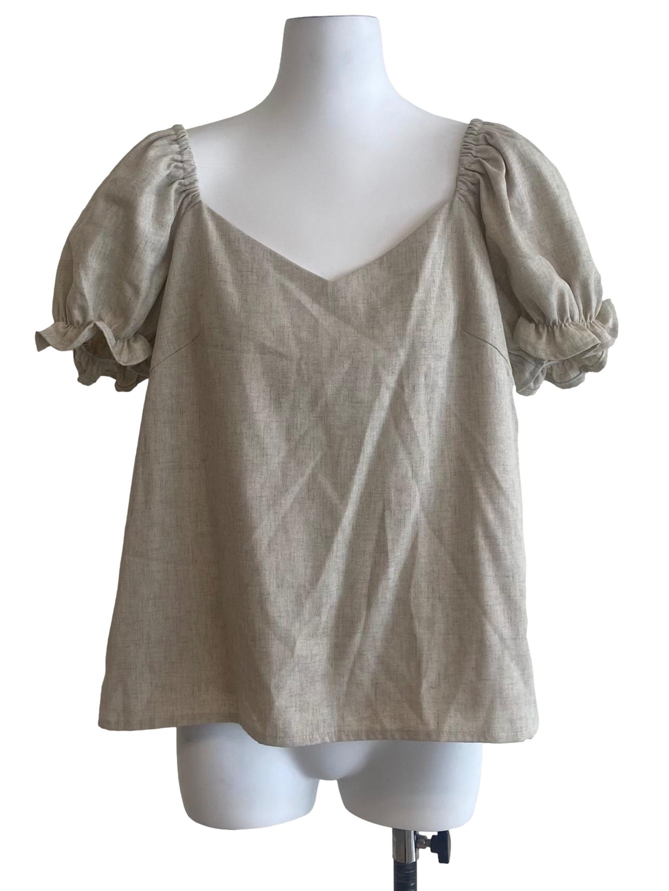Chiffon Beige Square Neck Blouse