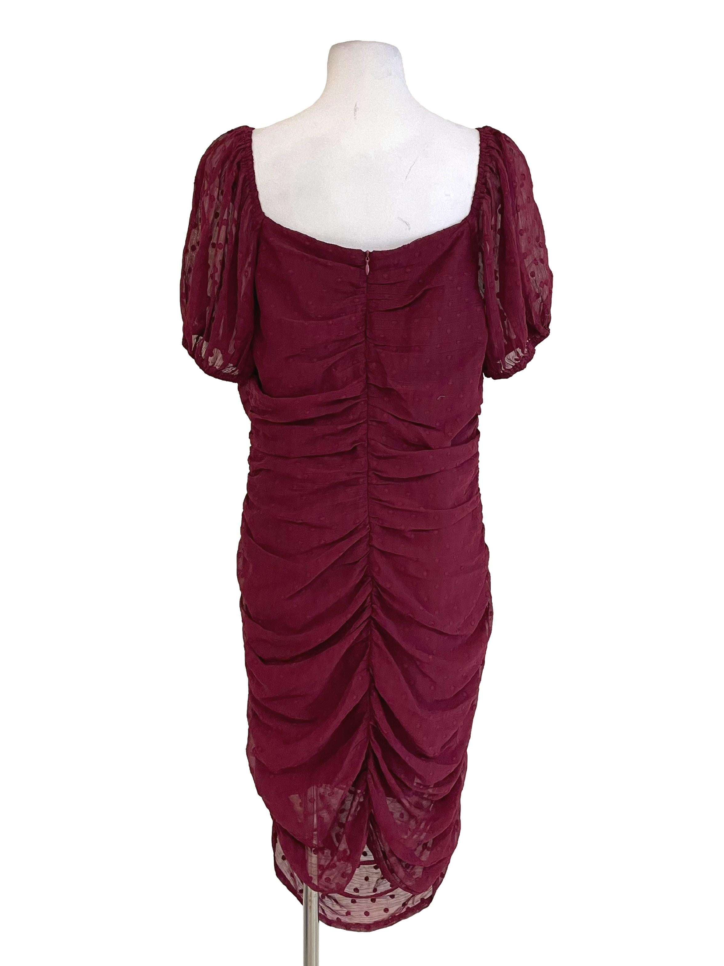 Currant Draped Chiffon Fit Dress