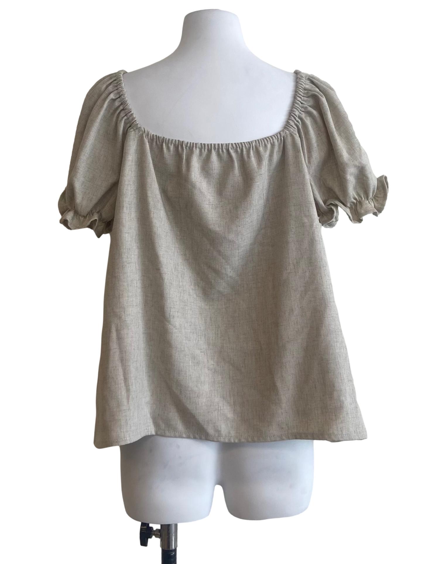 Chiffon Beige Square Neck Blouse