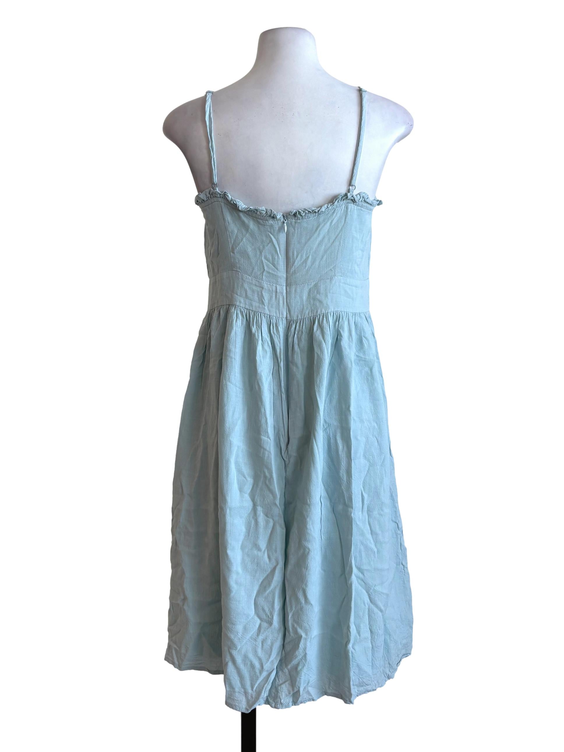 Mint Green Buttoned Straight Dress