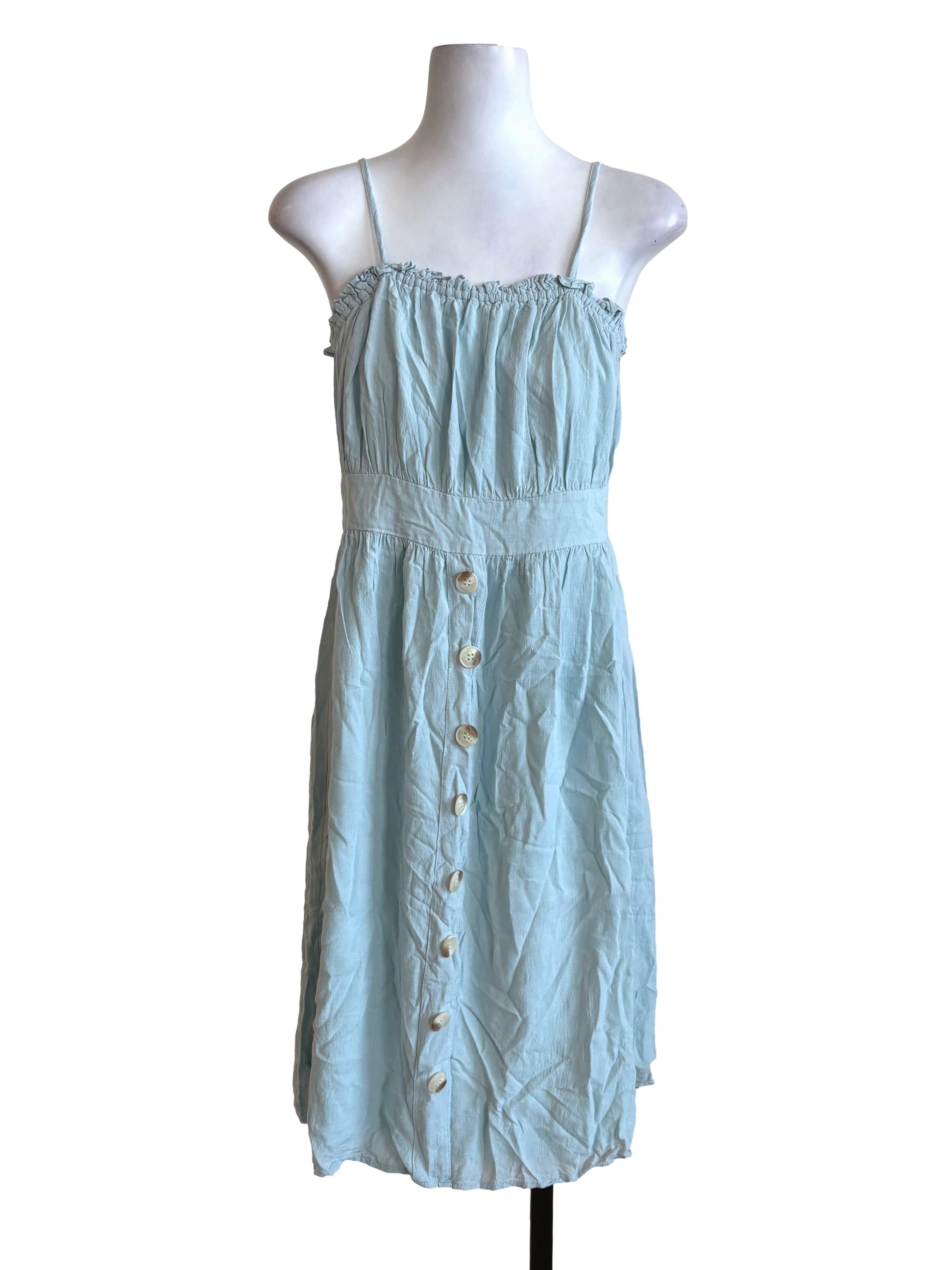 Mint Green Buttoned Straight Dress