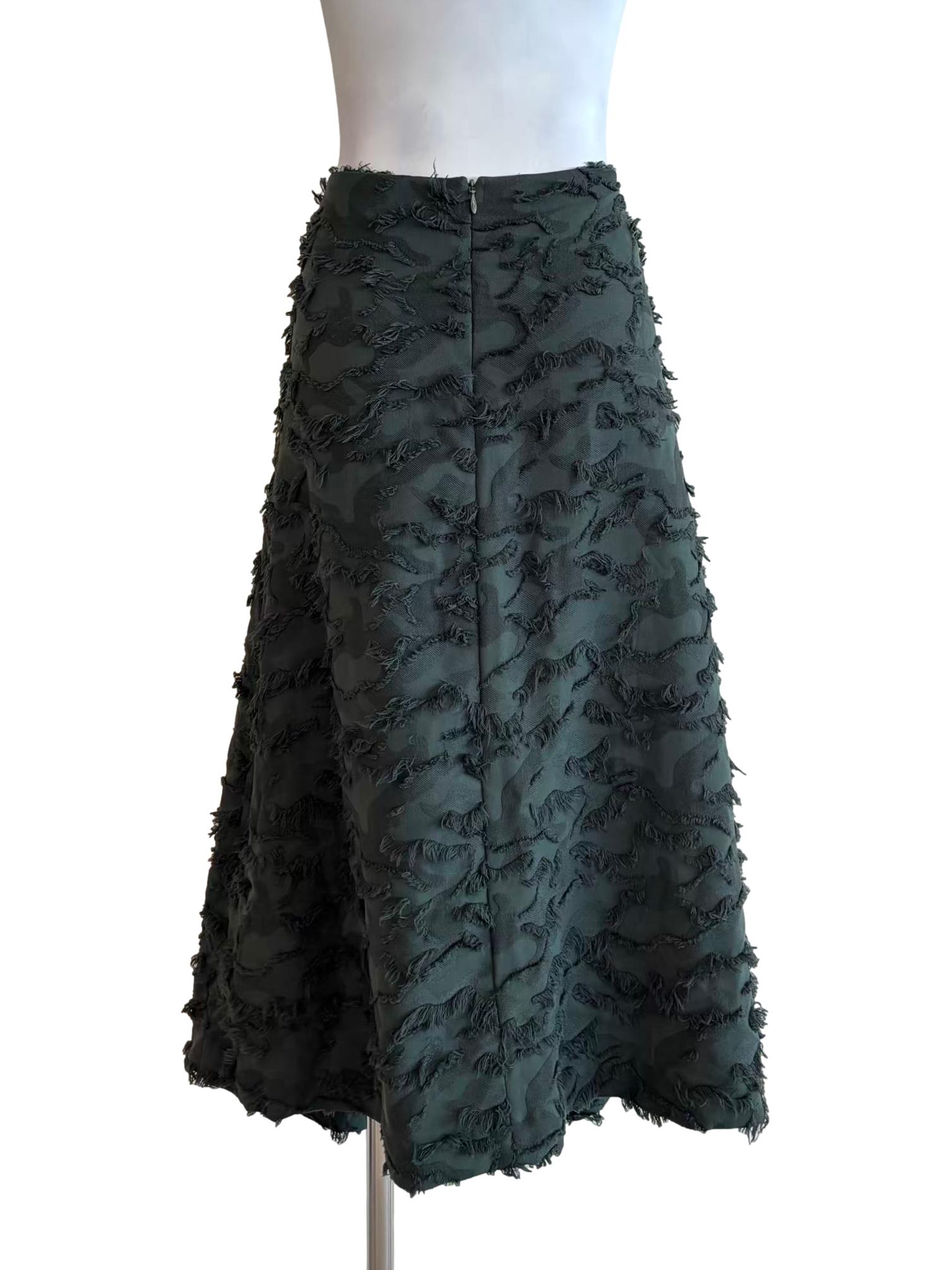 Hunter Green Textured Fuzzy Skirt