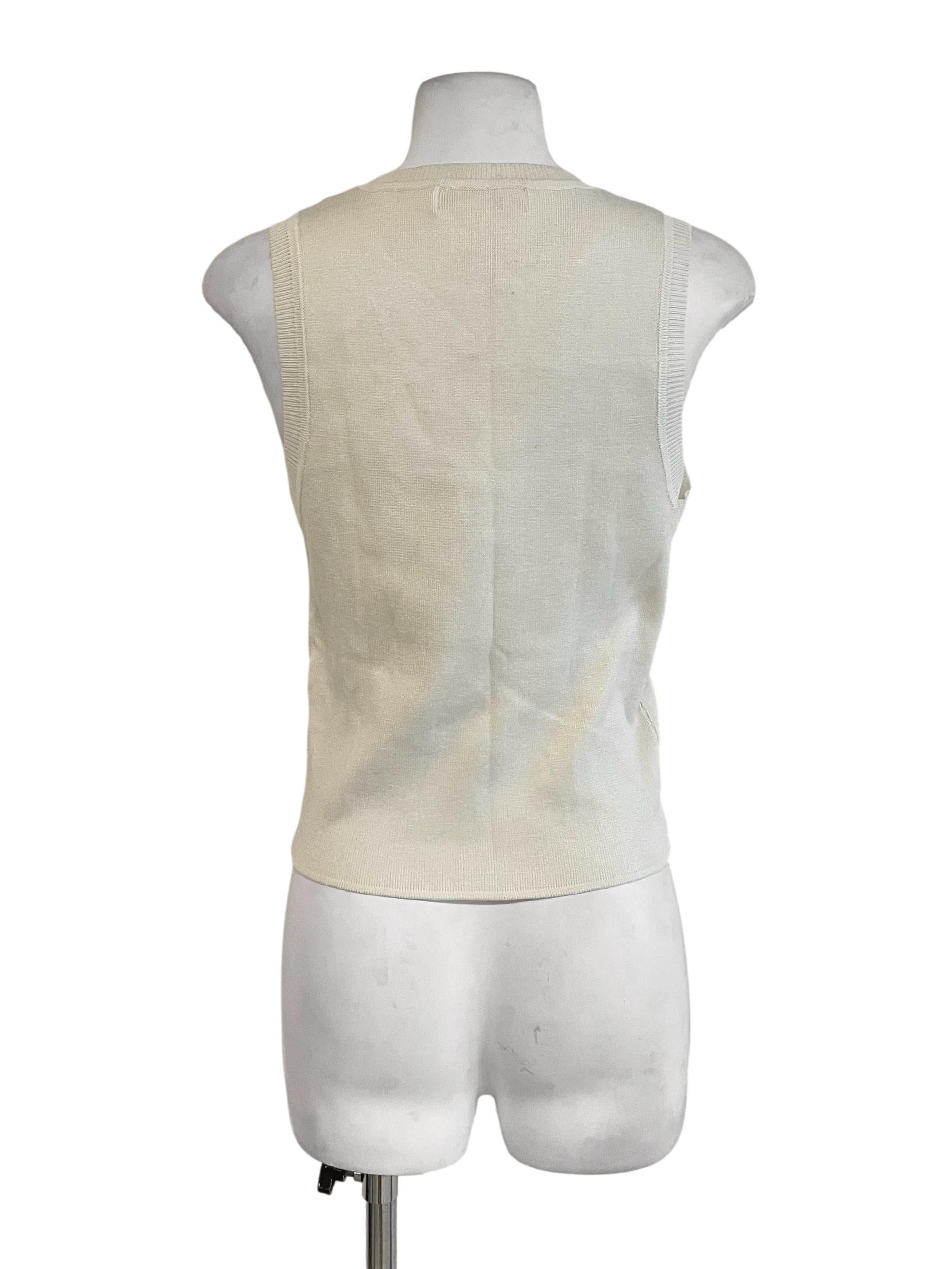Cream Sleeveless Knit Top