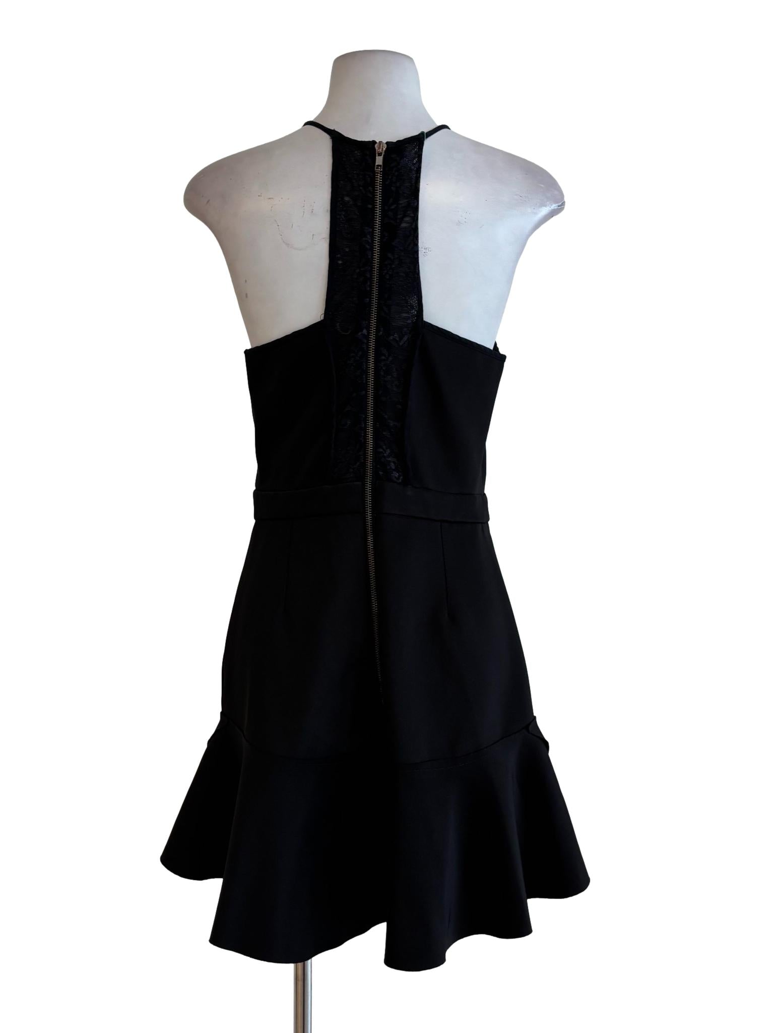 Jet Black Lace A-Line Dress