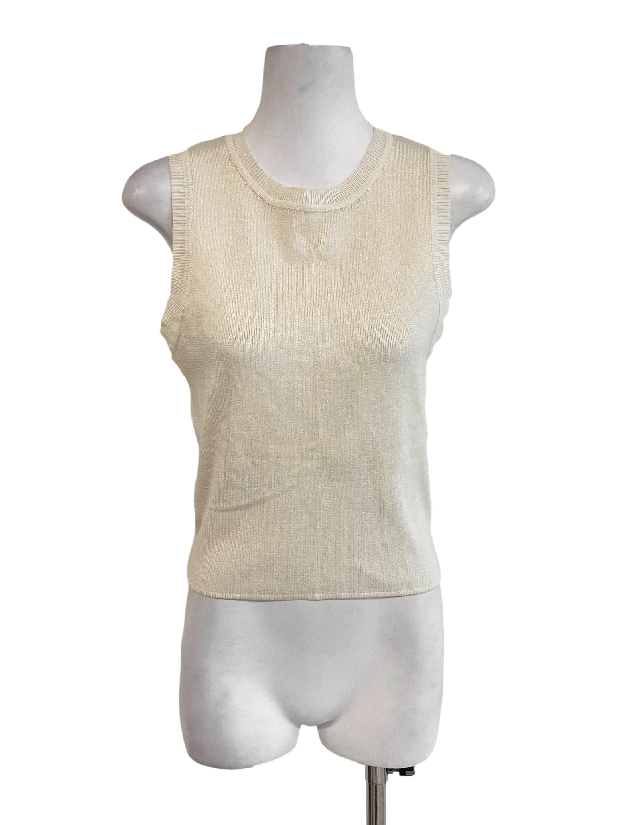Cream Sleeveless Knit Top