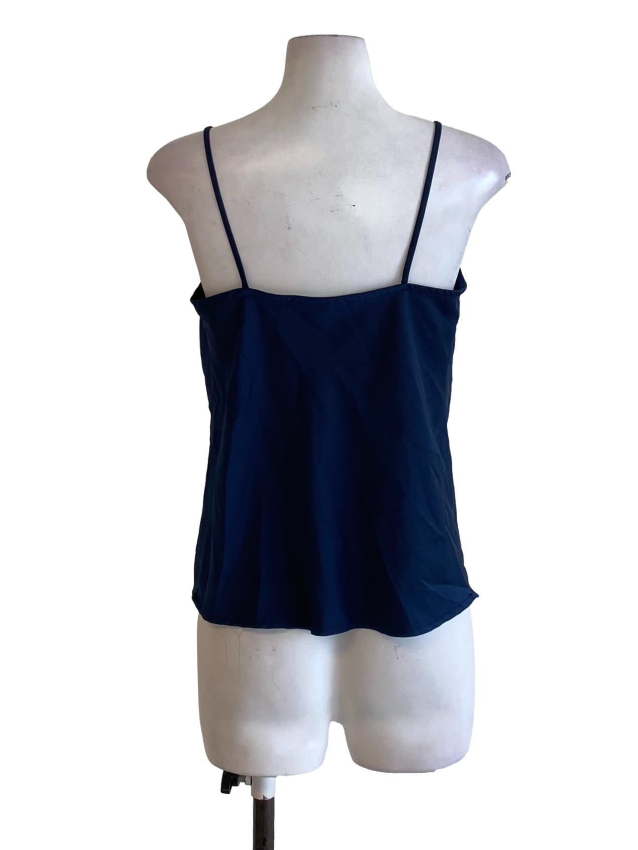 Navy Blue Spaghetti Strap Drape Flowy Top