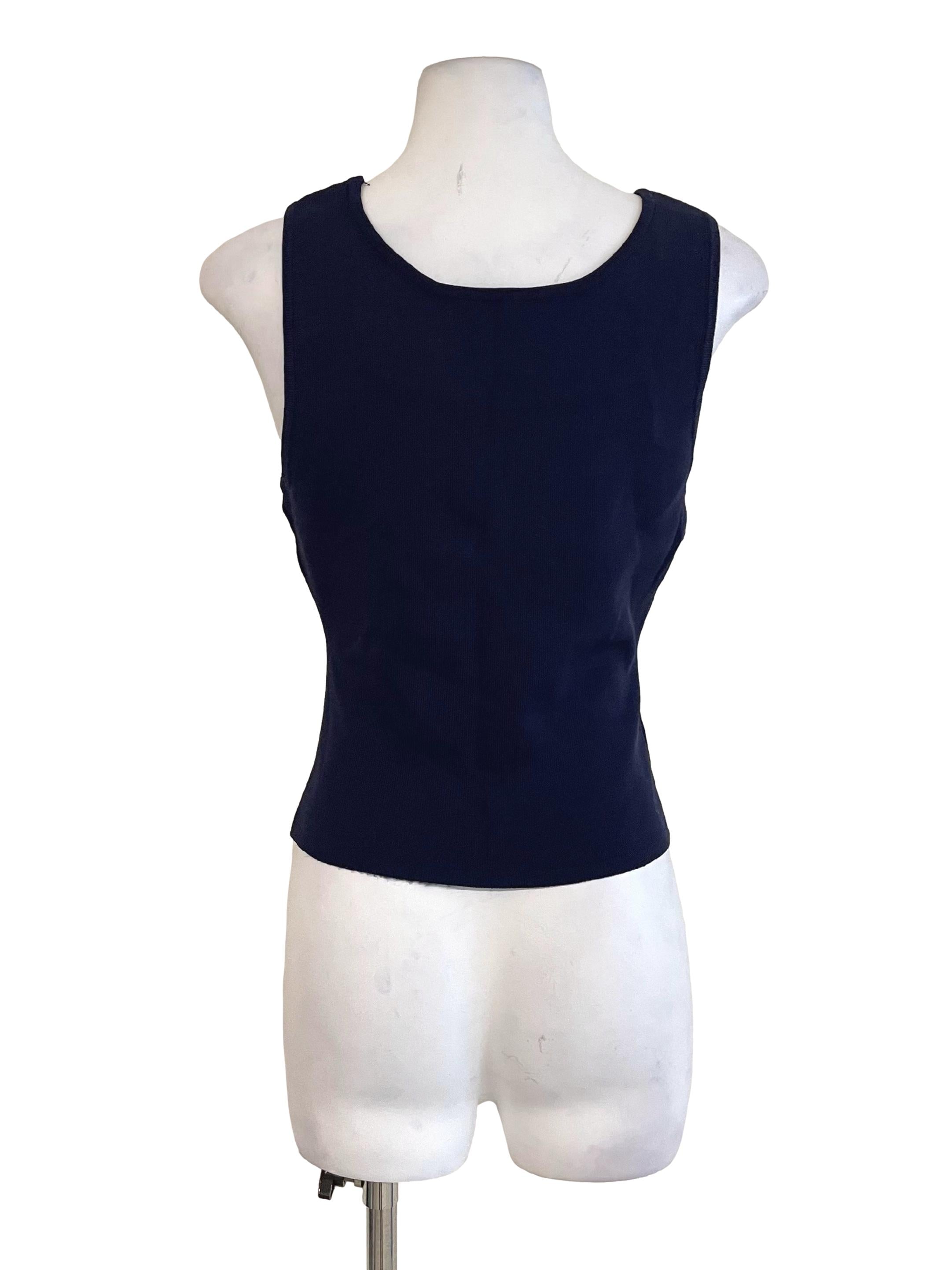 Navy Square Neck Knit Top TCL